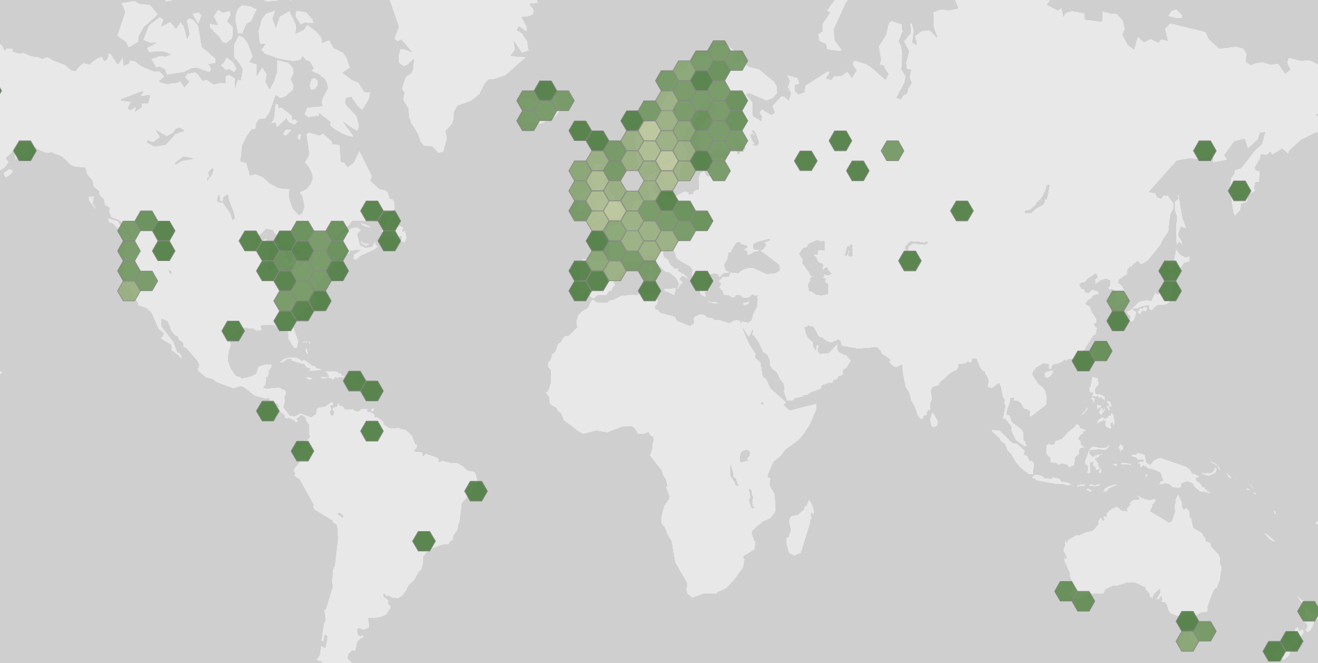 World map showing recorded occurrences of Entoloma sericellum.