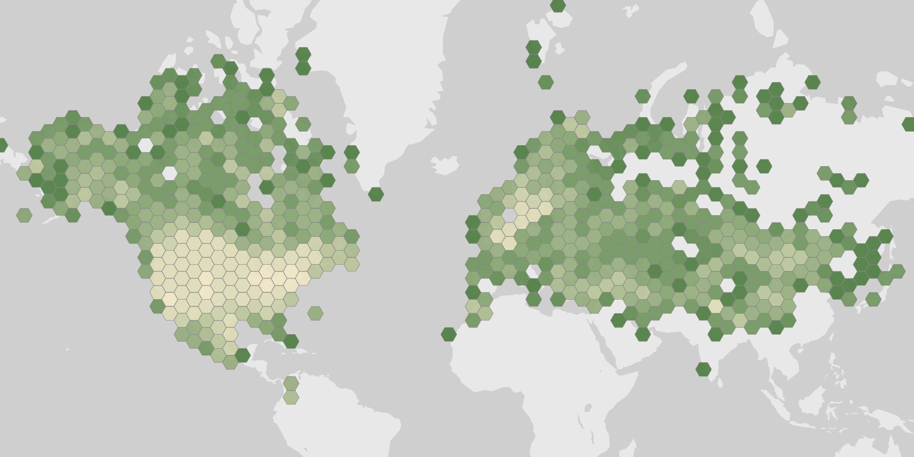 World map showing recorded occurrences of Eremophila alpestris.