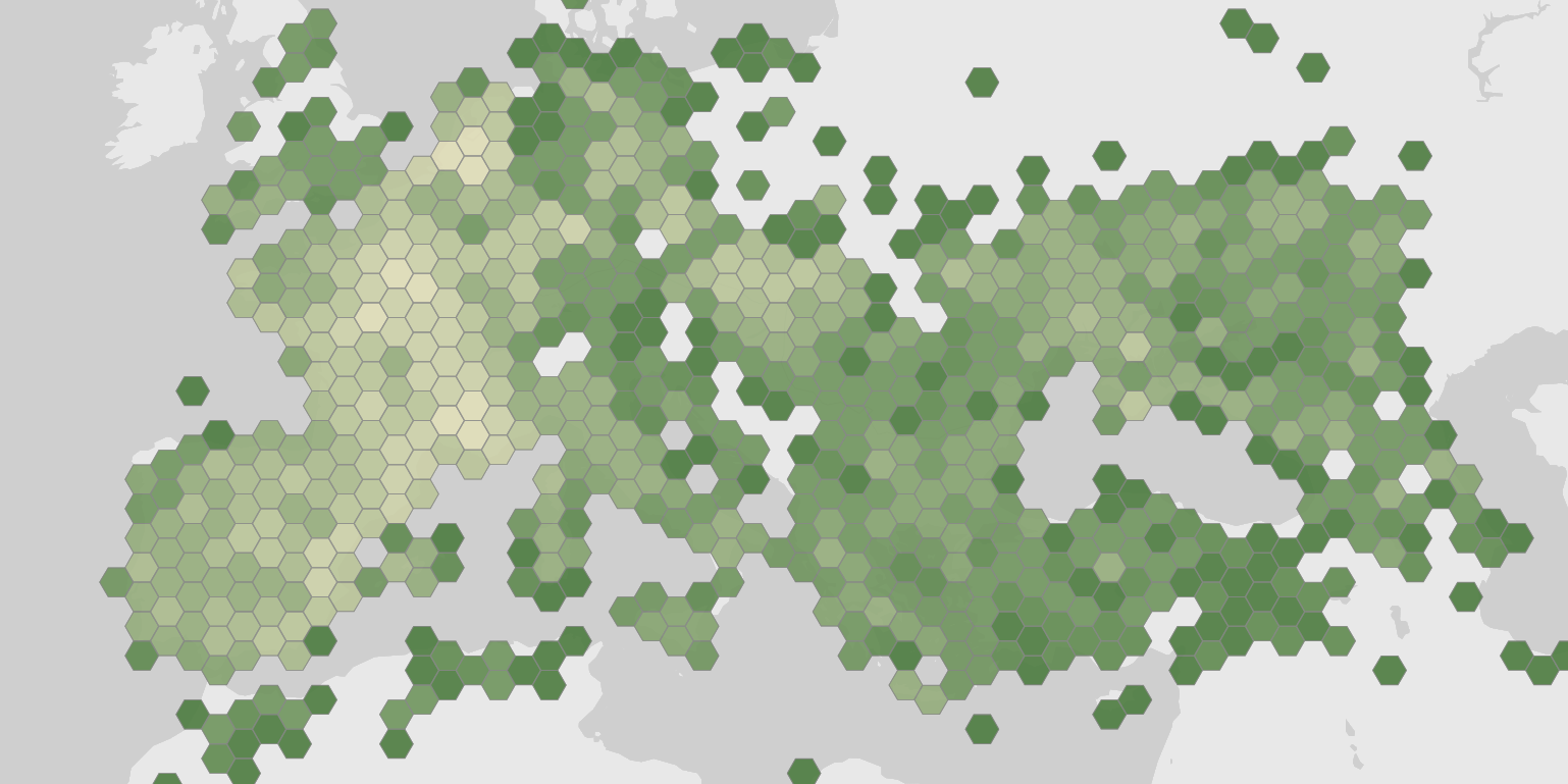 World map showing recorded occurrences of Eryngium campestre.