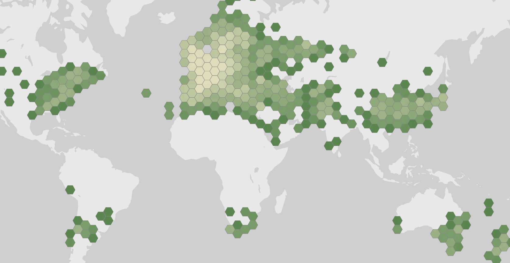World map showing recorded occurrences of Euphorbia helioscopia.
