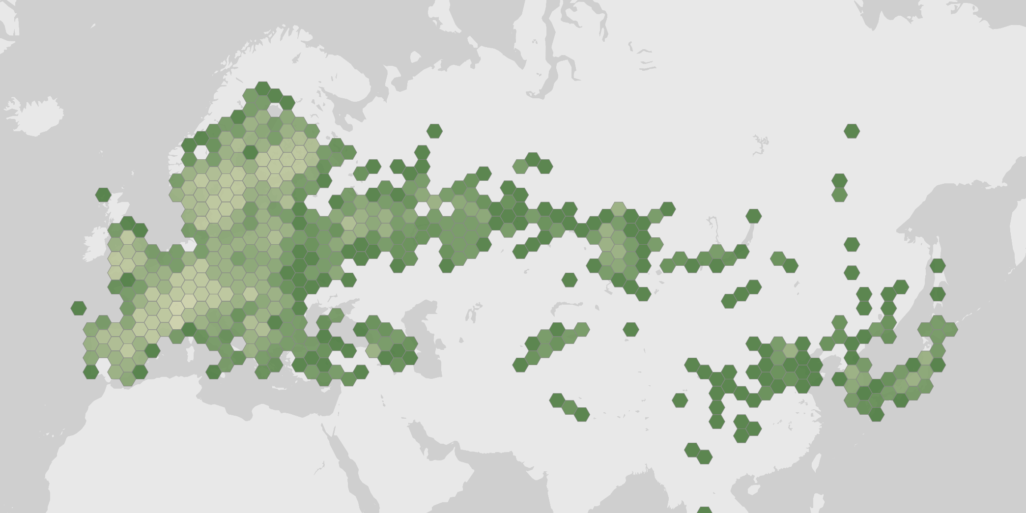 World map showing recorded occurrences of Fabriciana adippe.
