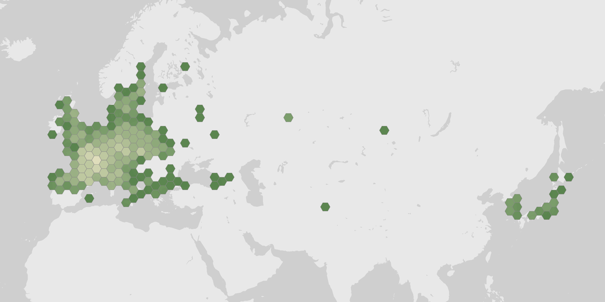 World map showing recorded occurrences of Festuca heterophylla.