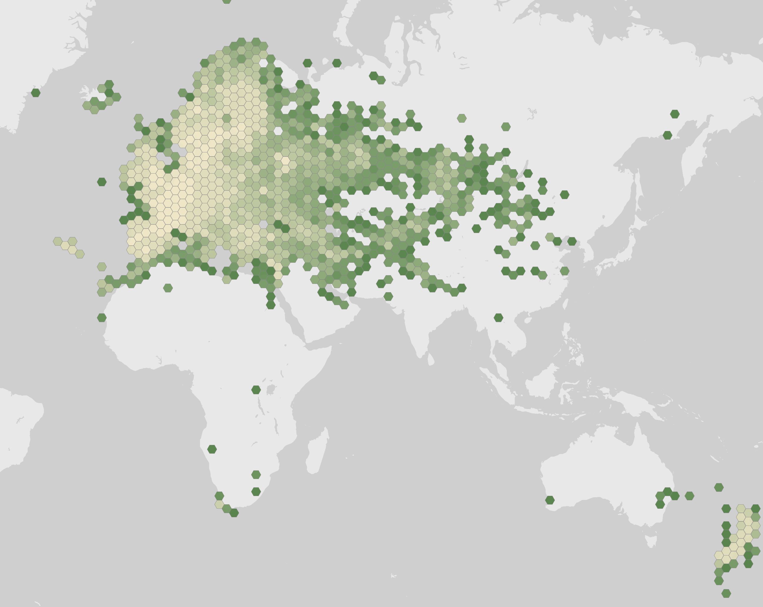 World map showing recorded occurrences of Fringilla coelebs.