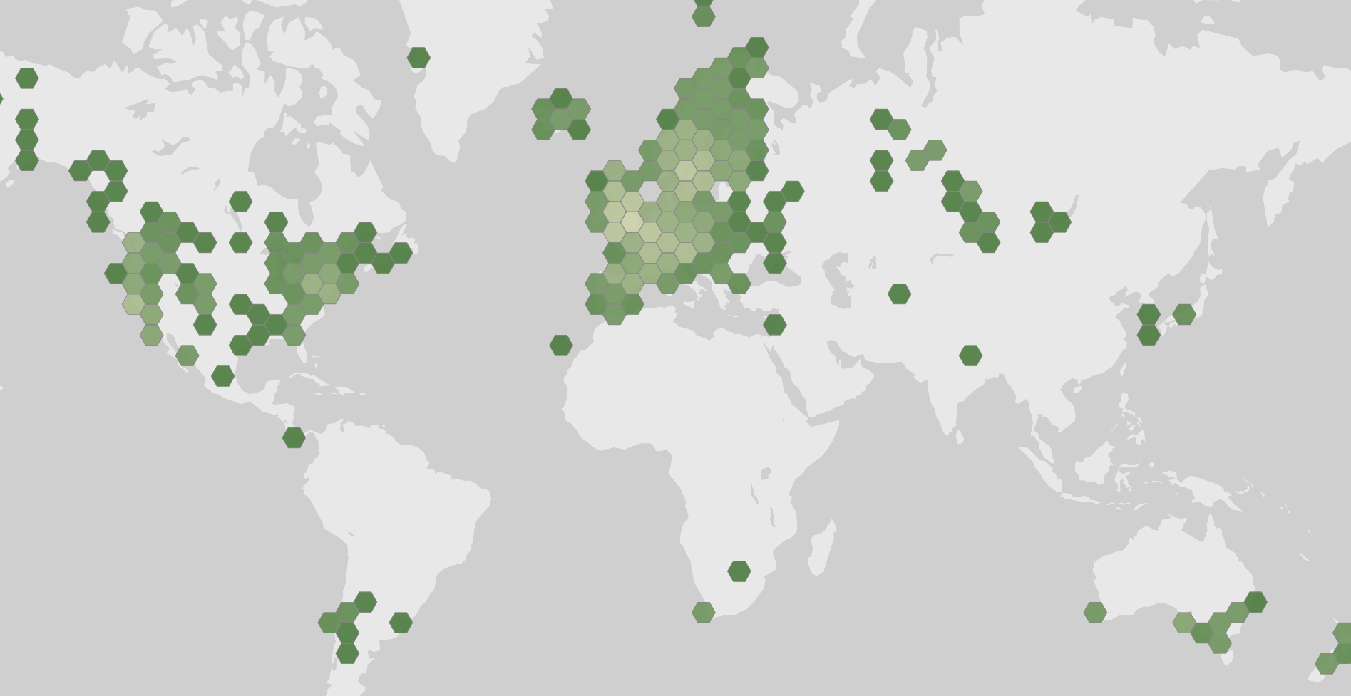 World map showing recorded occurrences of Hebeloma crustuliniforme.
