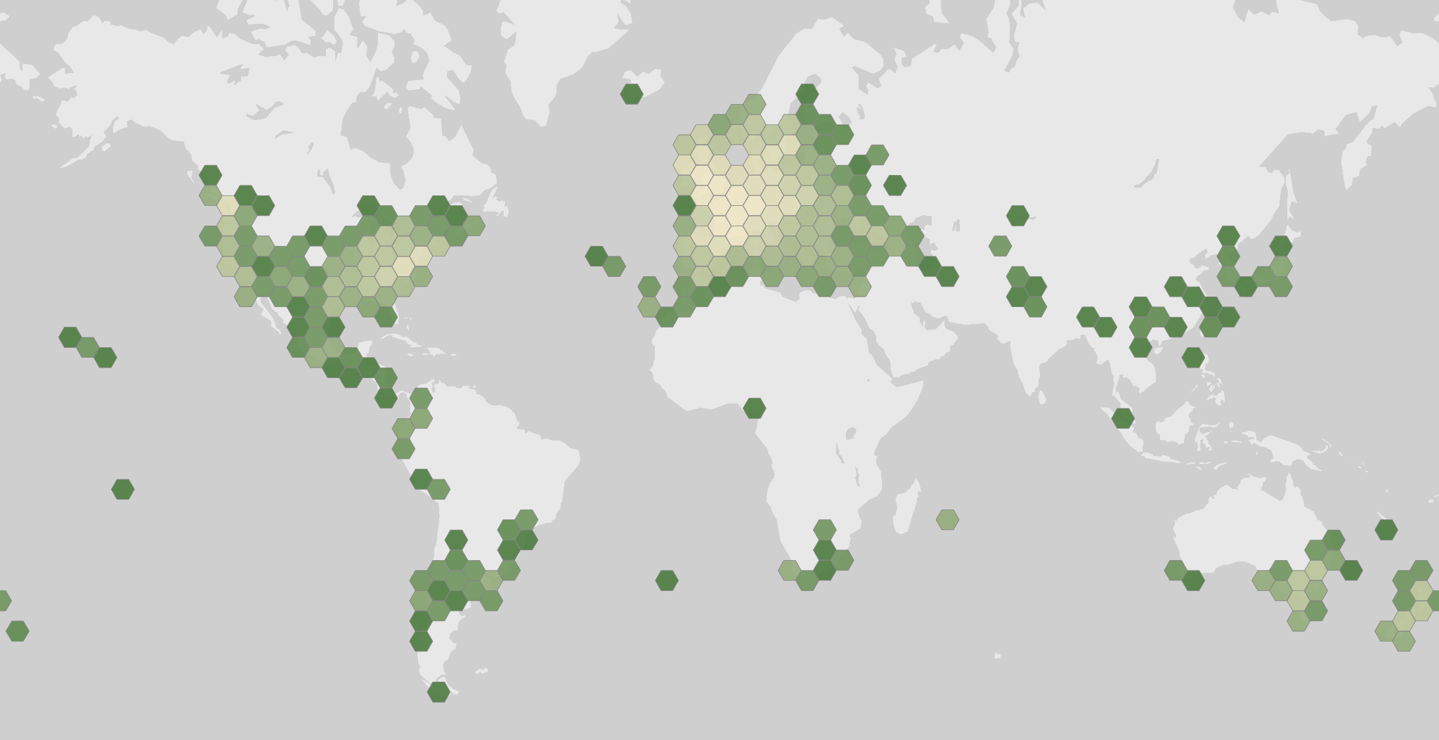 Carte des observations enregistrées de Hedera helix