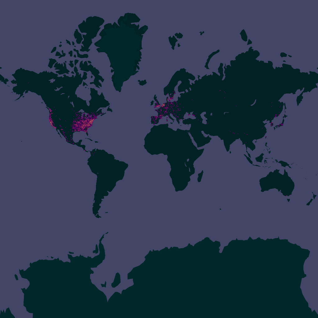 World map showing recorded occurrences of Hericium erinaceus.
