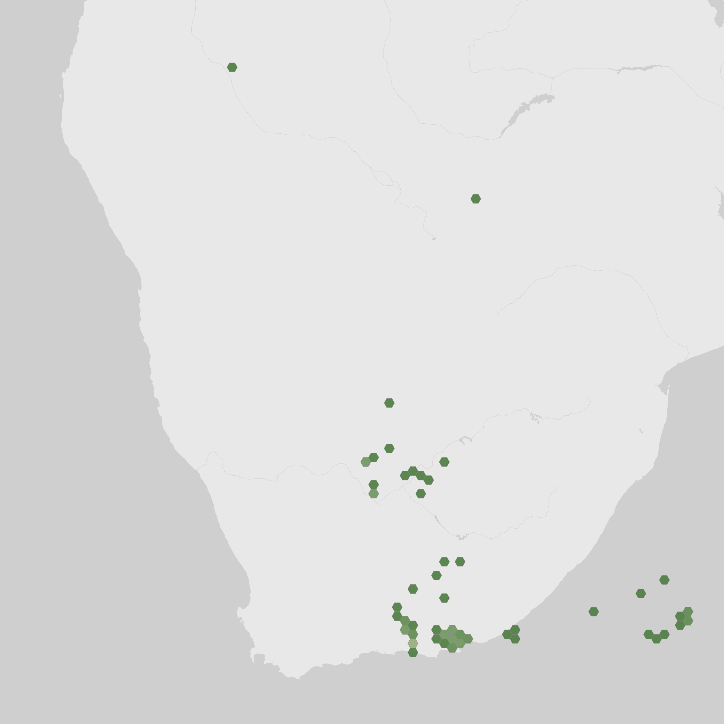 Karte der dokumentierten Nachweise von Hydnora africana
