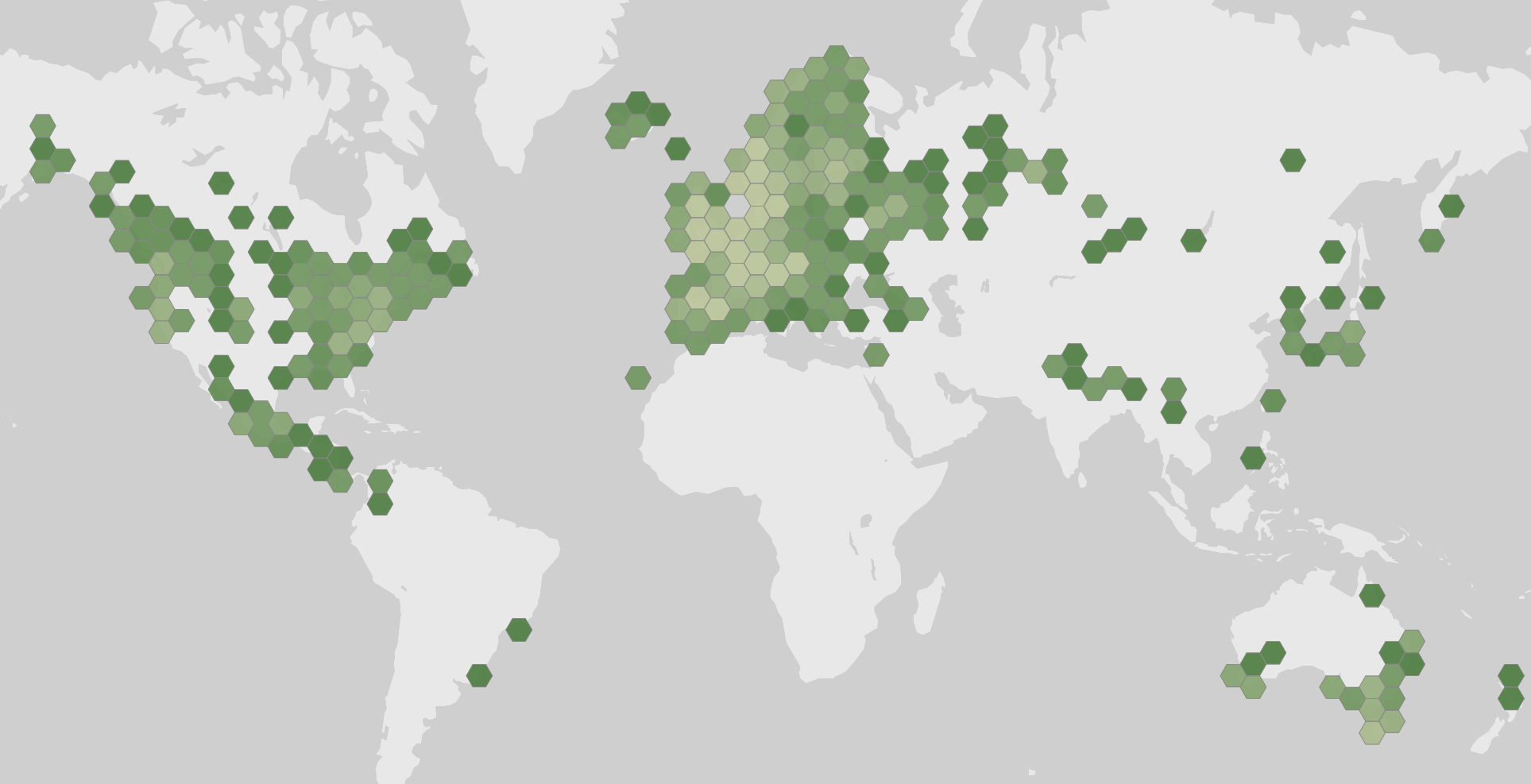World map showing recorded occurrences of Hydnum repandum.