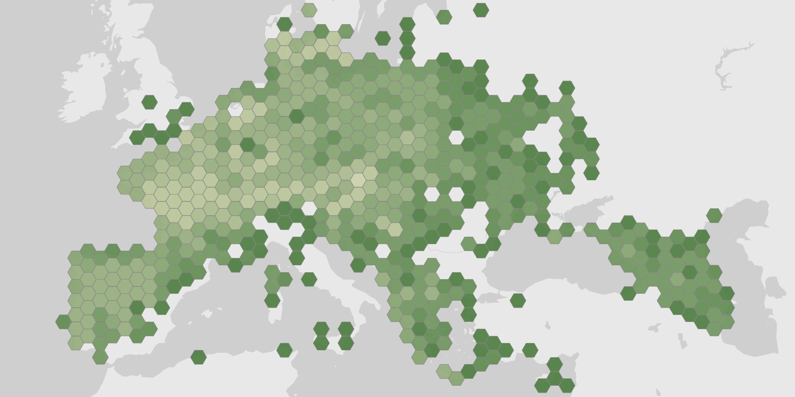 Carte des observations enregistrées de Hyla arborea