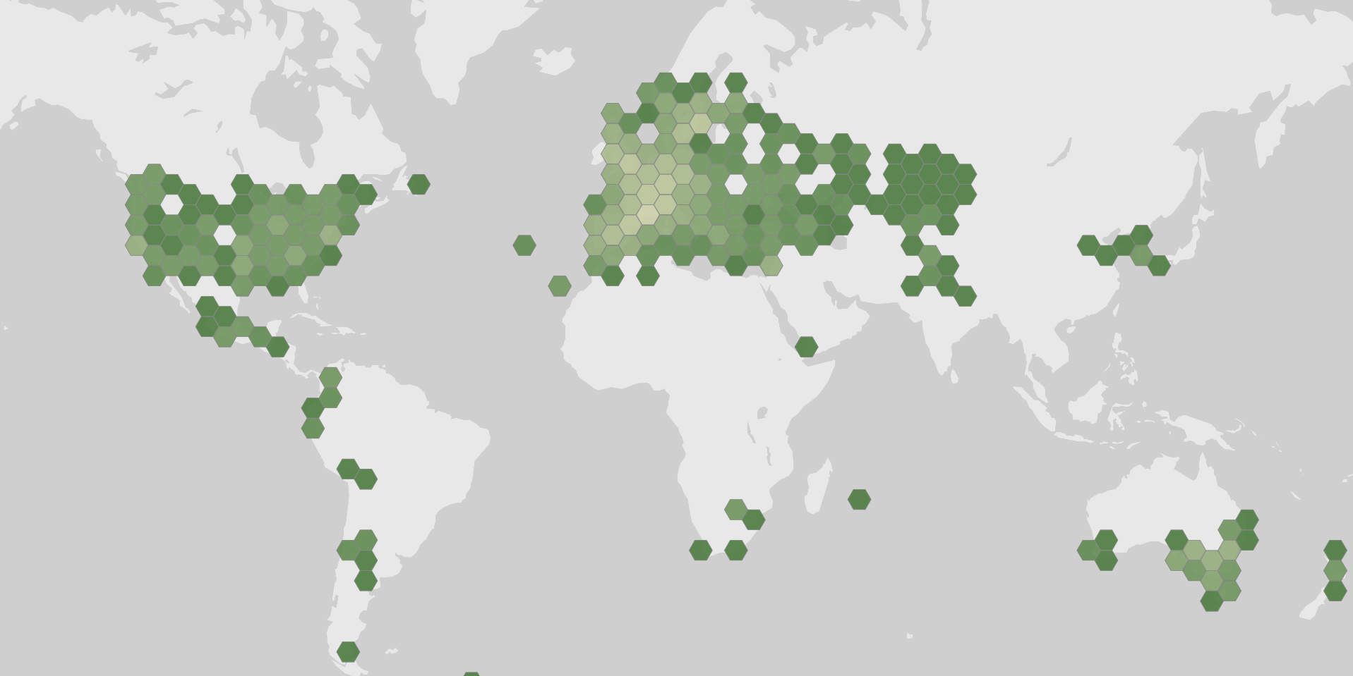 Mapa de los registros de Iris germanica