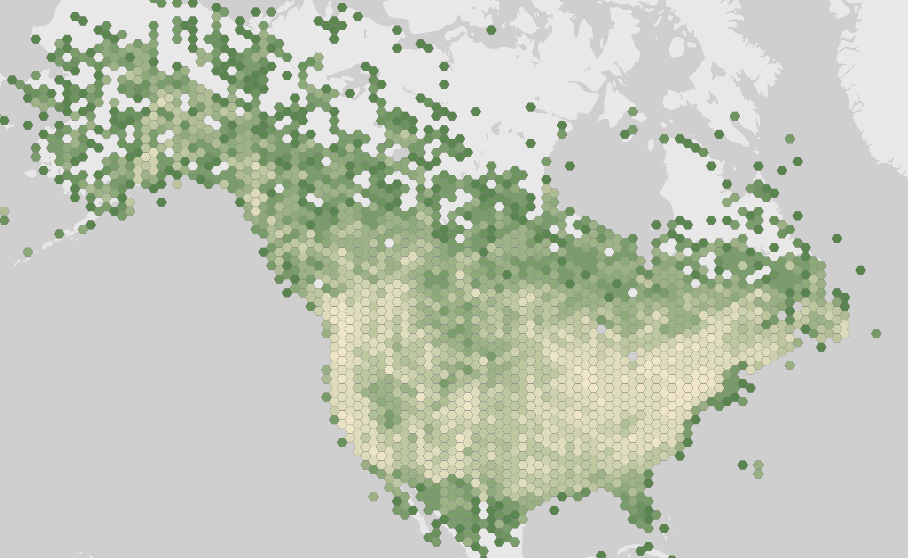 World map showing recorded occurrences of Junco hyemalis.