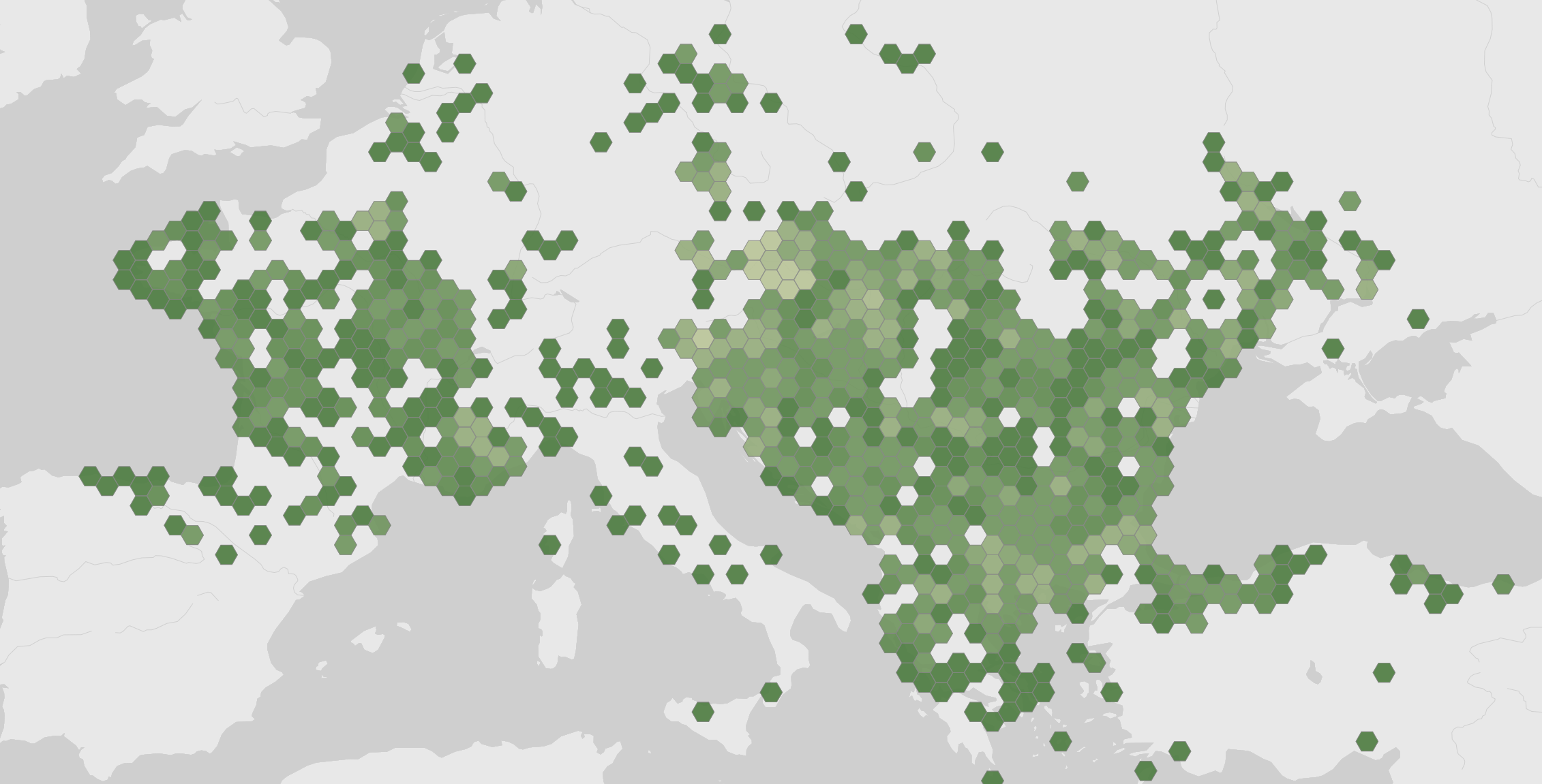 Karte der dokumentierten Nachweise von Lacerta viridis