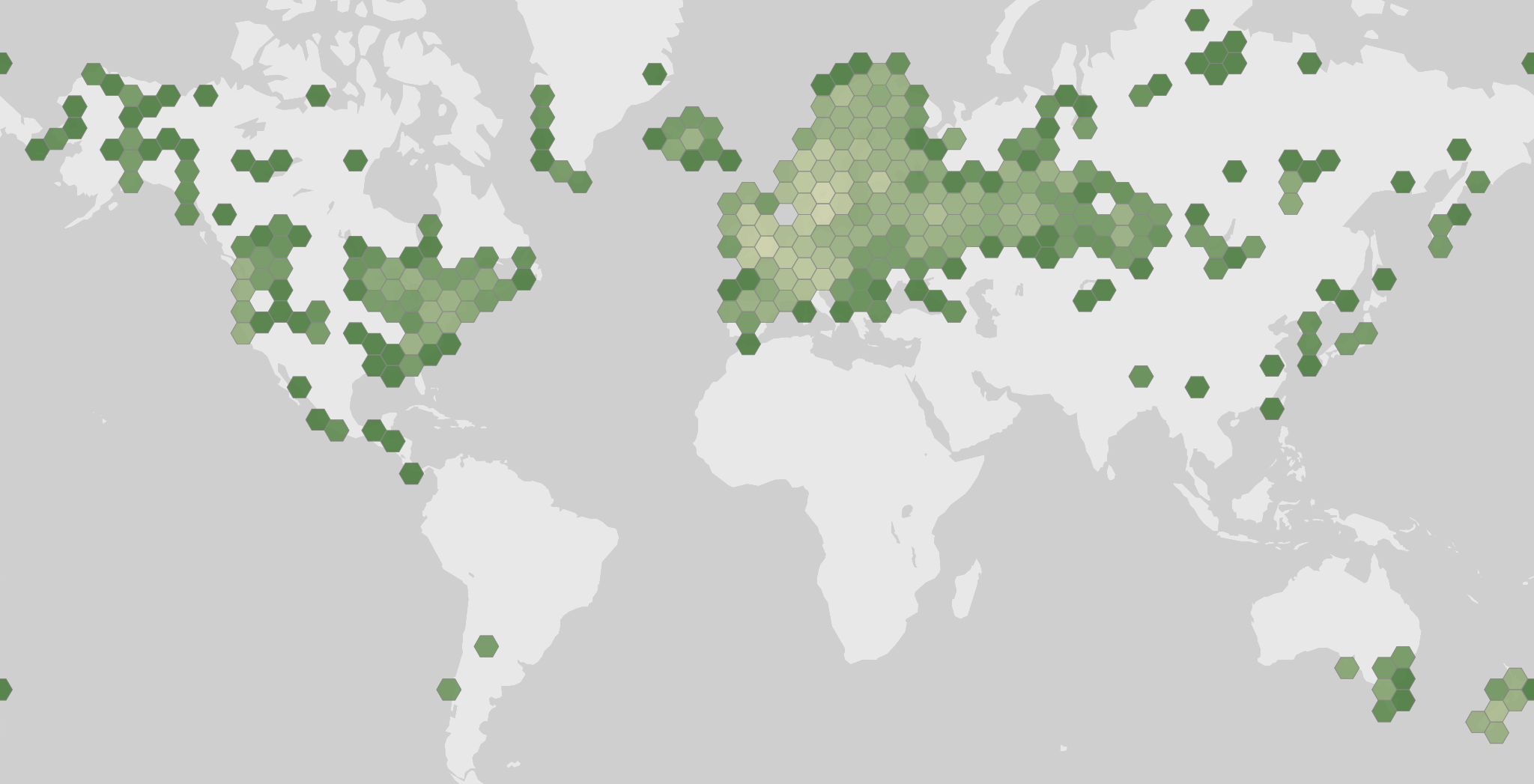 World map showing recorded occurrences of Leccinum scabrum.