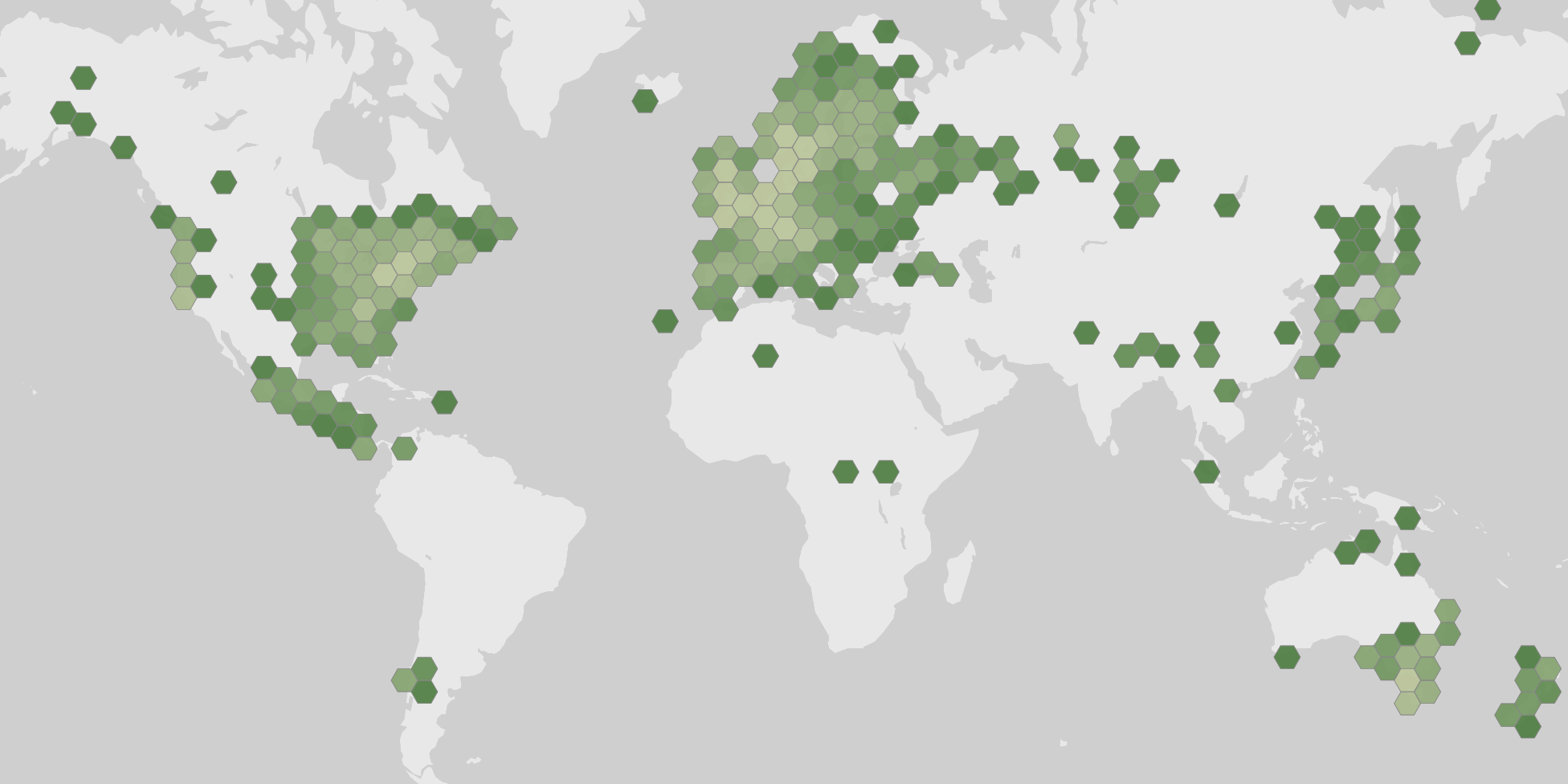 World map showing recorded occurrences of Leotia lubrica.