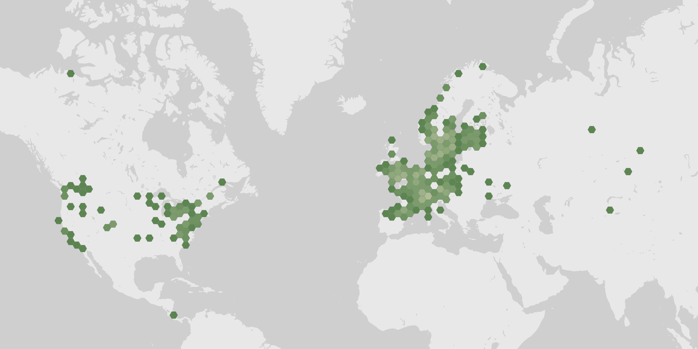 World map showing recorded occurrences of Lepista irina.