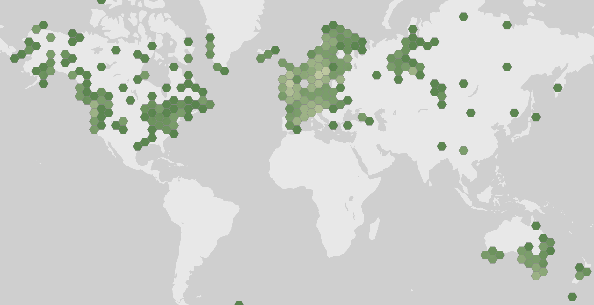 World map showing recorded occurrences of Lichenomphalia umbellifera.