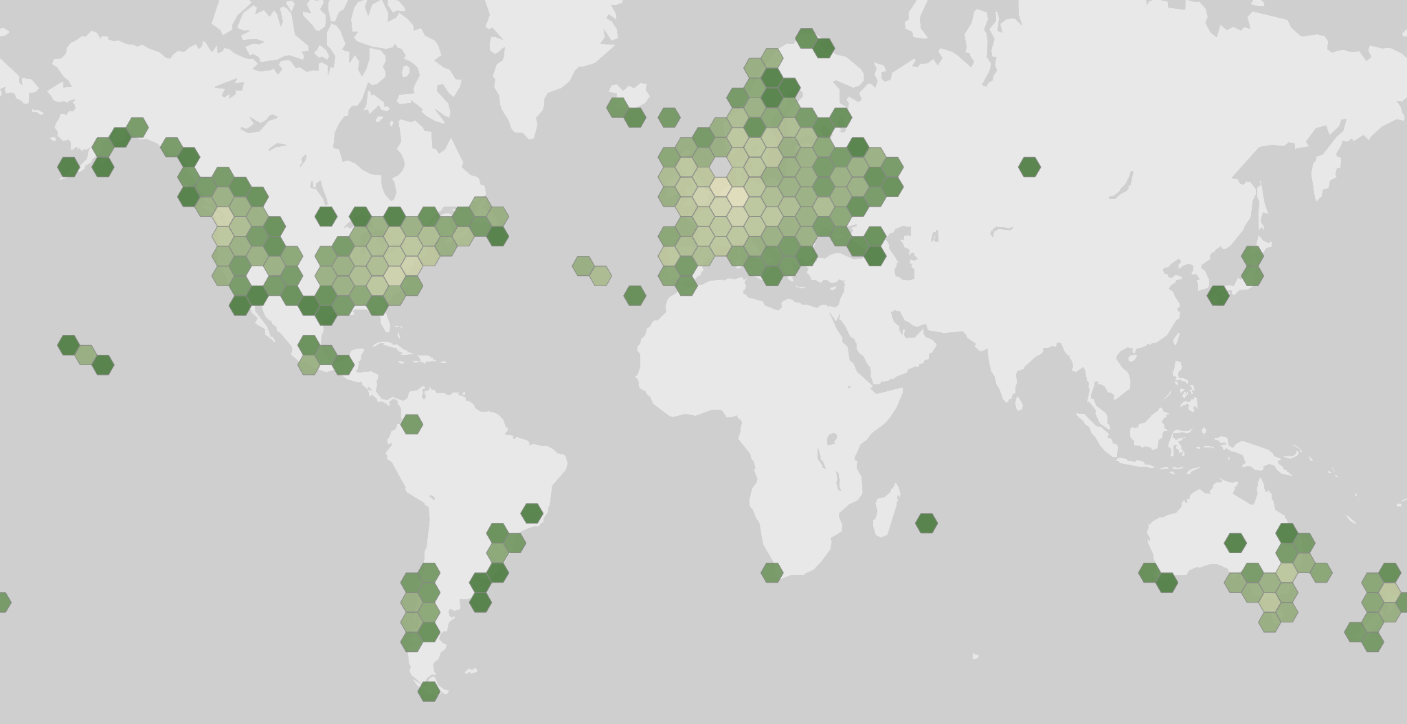 World map showing recorded occurrences of Limax maximus.