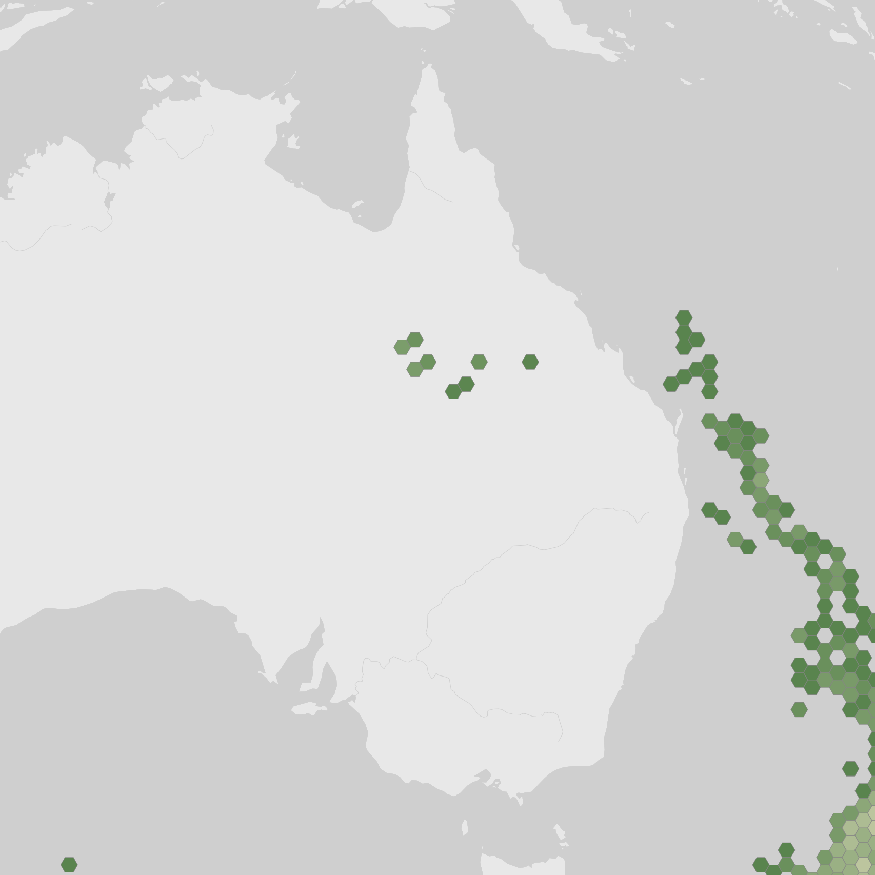 World map showing recorded occurrences of Lomandra filiformis.