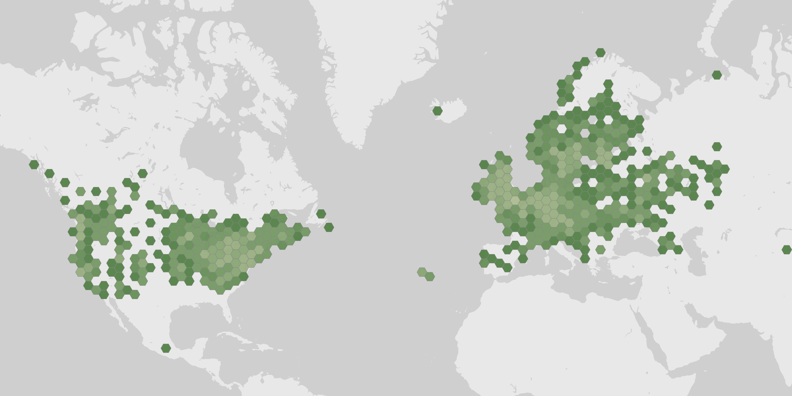 Mappa delle segnalazioni registrate di Lumbricus terrestris