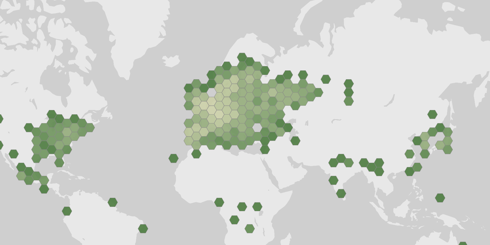 World map showing recorded occurrences of Macrolepiota procera.