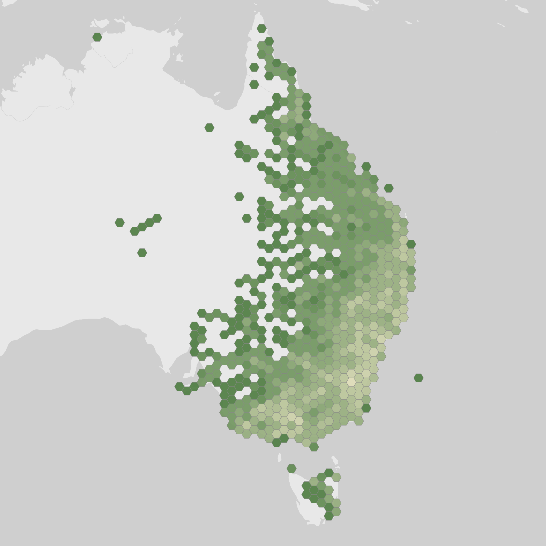 World map showing recorded occurrences of Macropus giganteus.