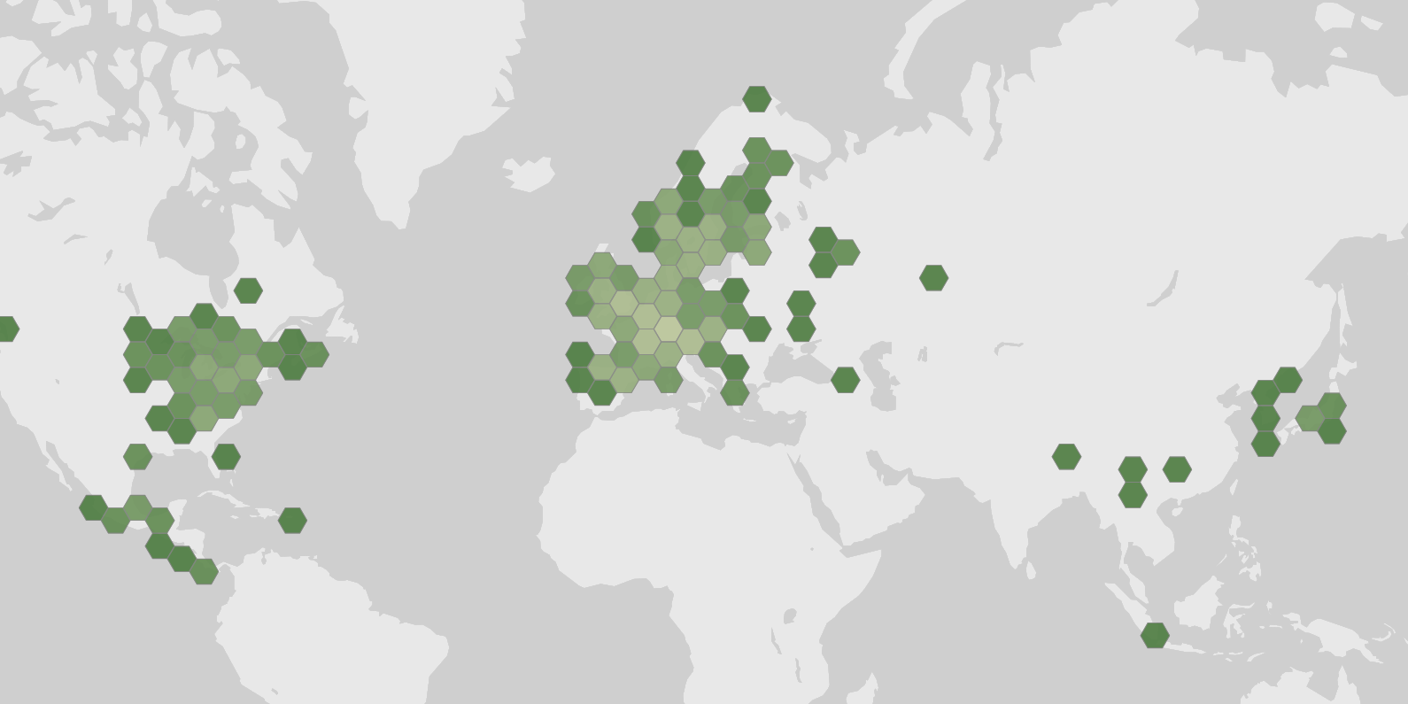 World map showing recorded occurrences of Marasmius cohaerens.