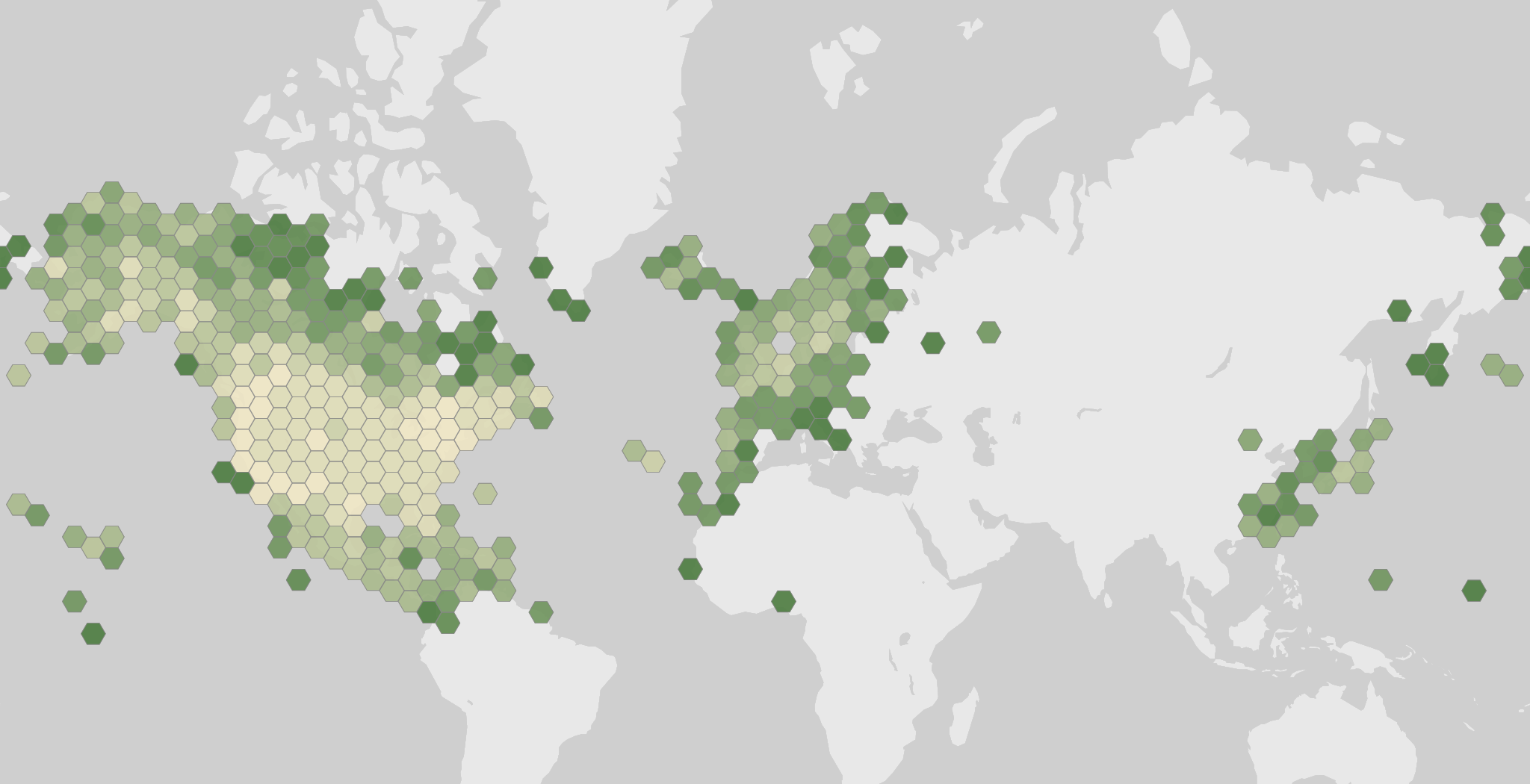 World map showing recorded occurrences of Mareca americana.
