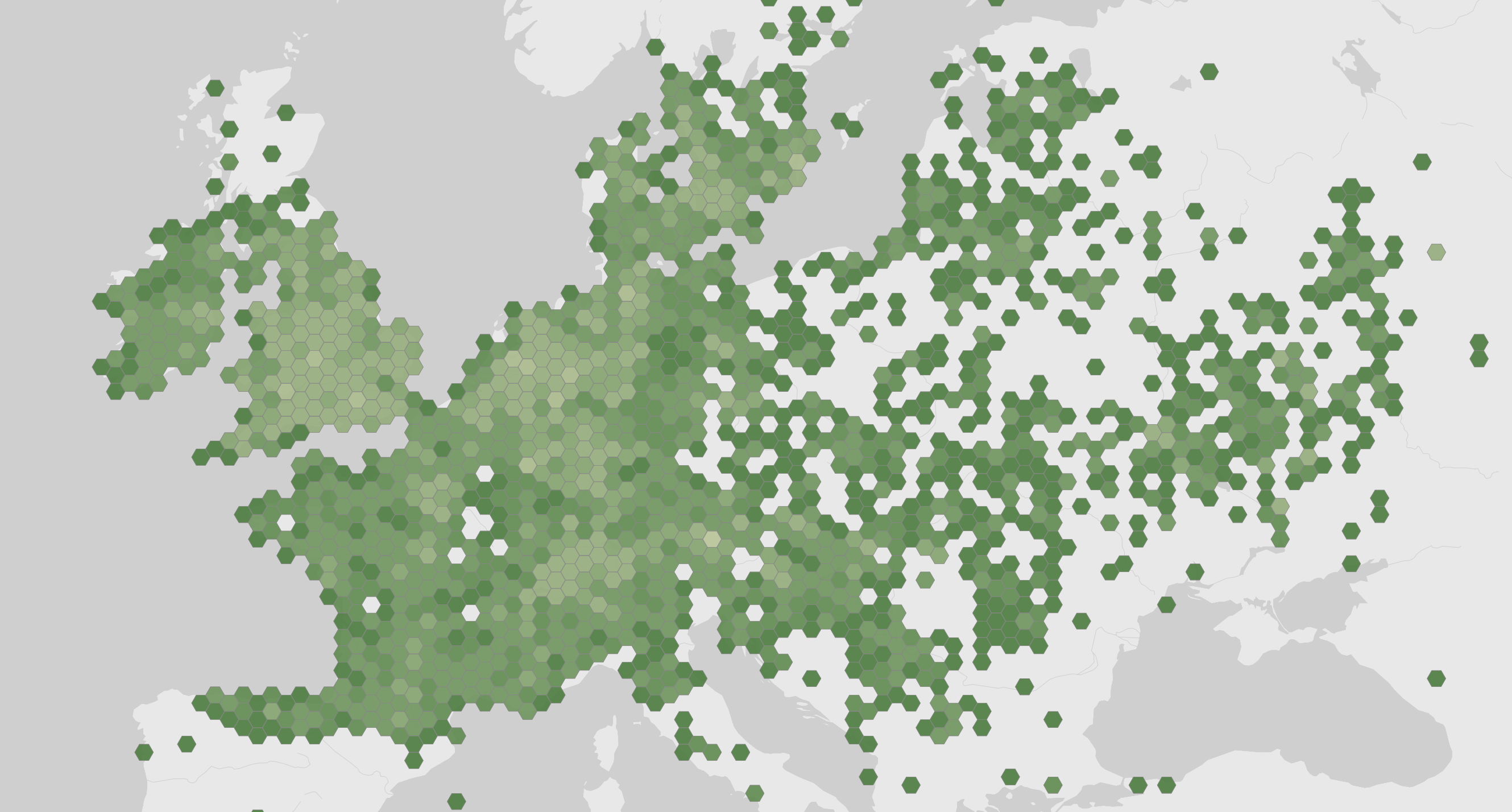 Mapa de los registros de Melolontha melolontha