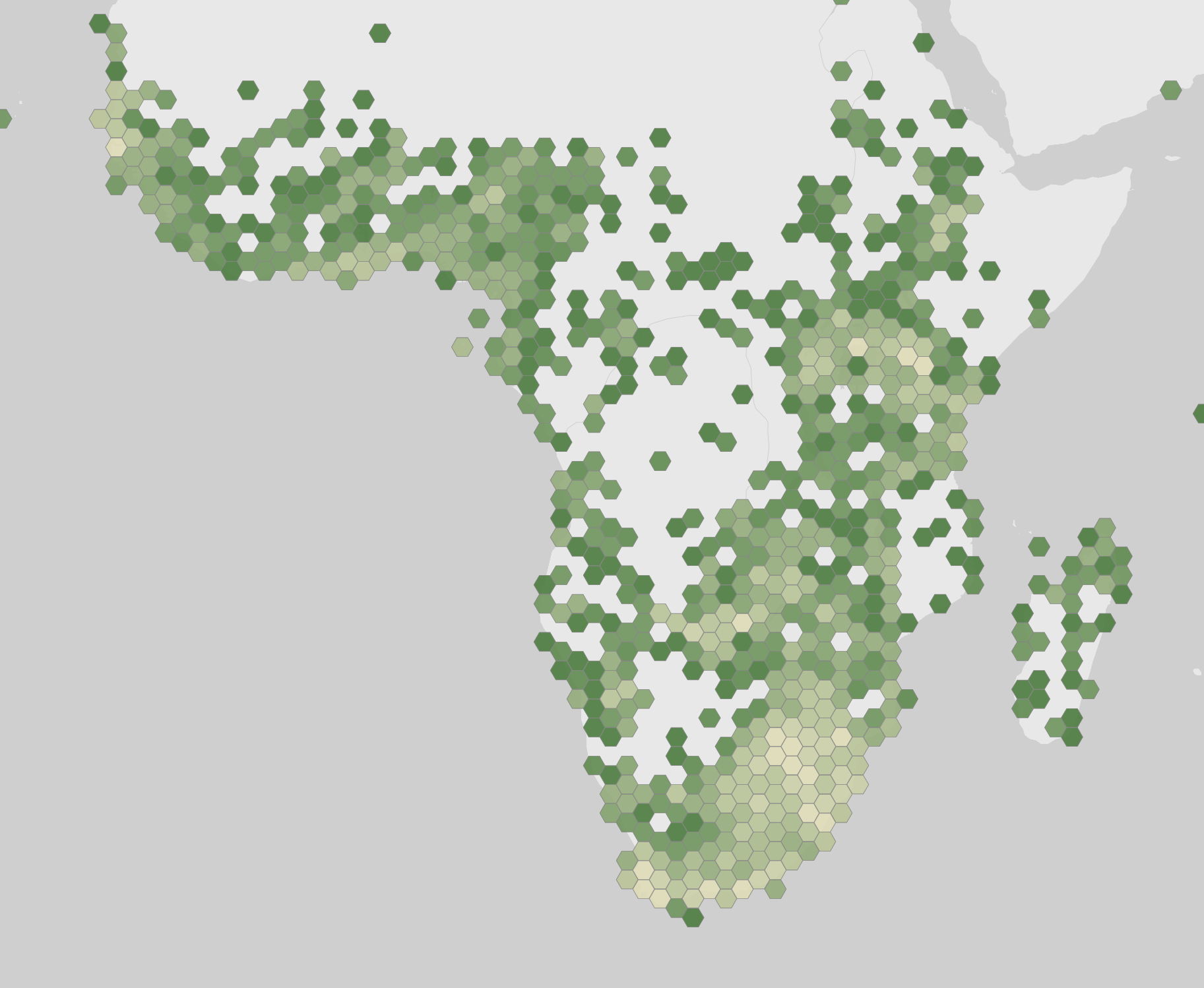 World map showing recorded occurrences of Microcarbo africanus.