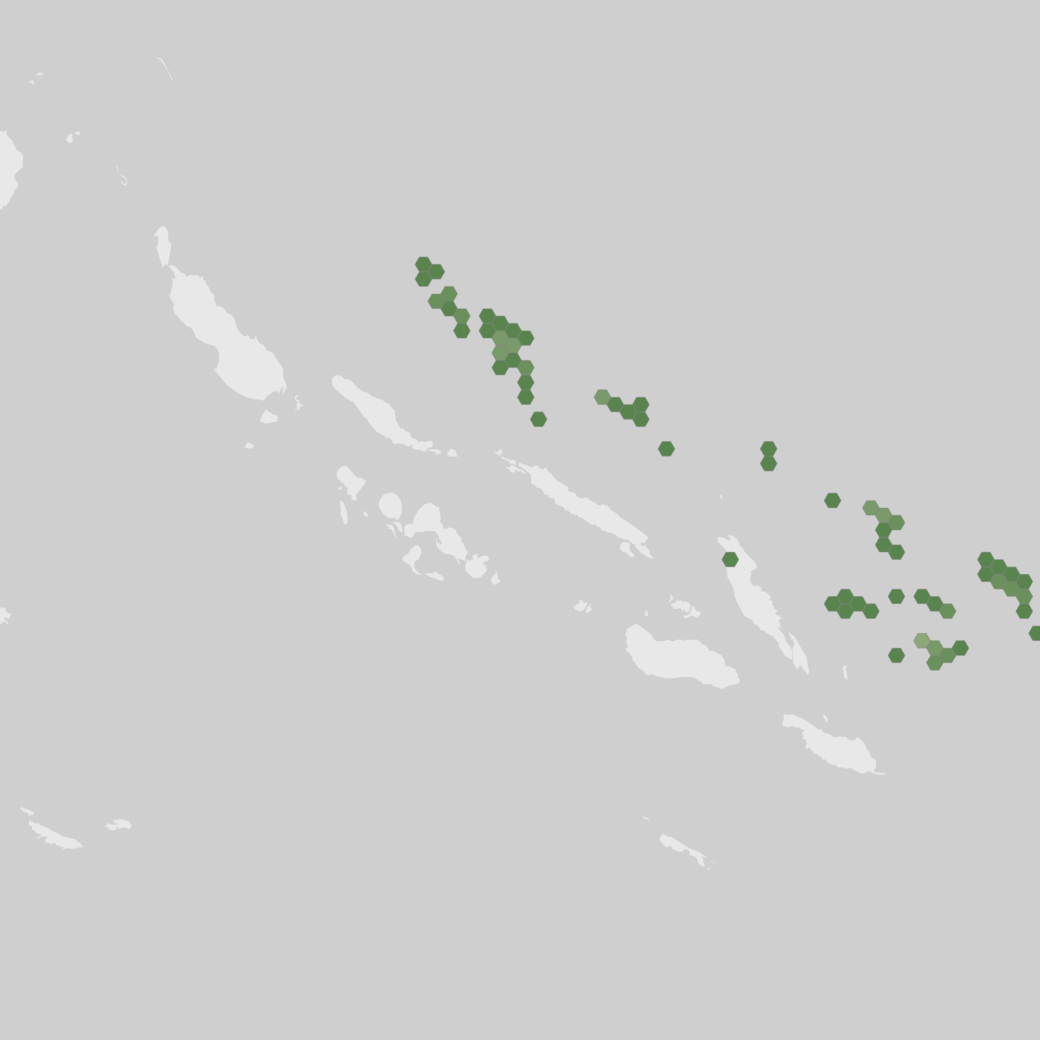 World map showing recorded occurrences of Monarcha castaneiventris.