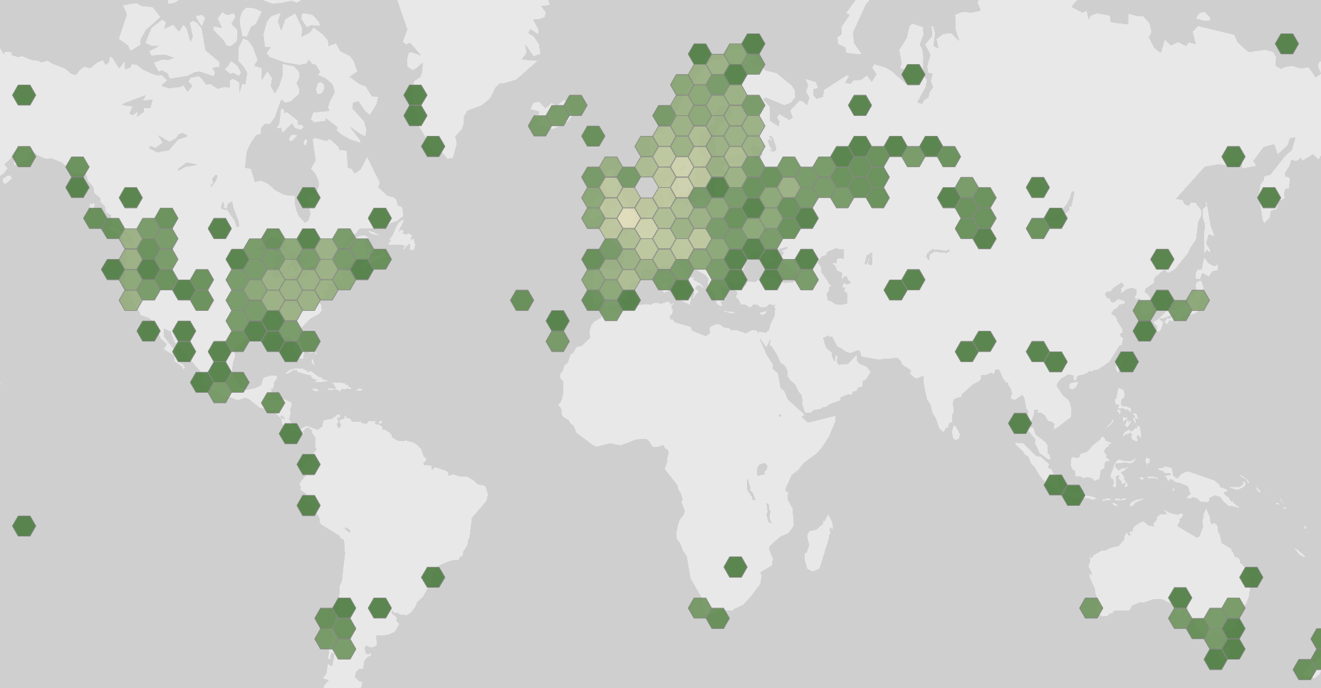 World map showing recorded occurrences of Mycena galericulata.