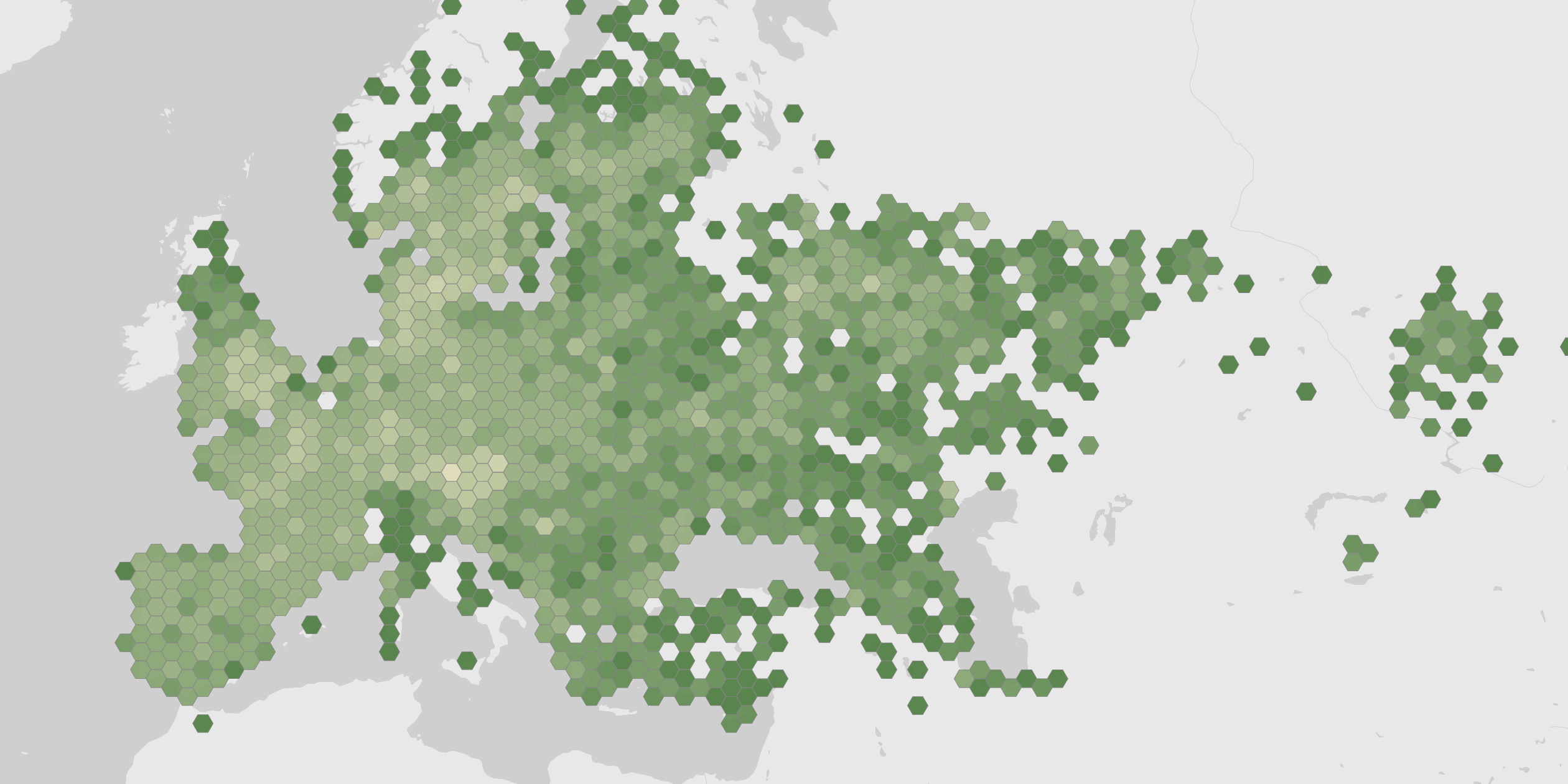 Carte des observations enregistrées de Natrix natrix