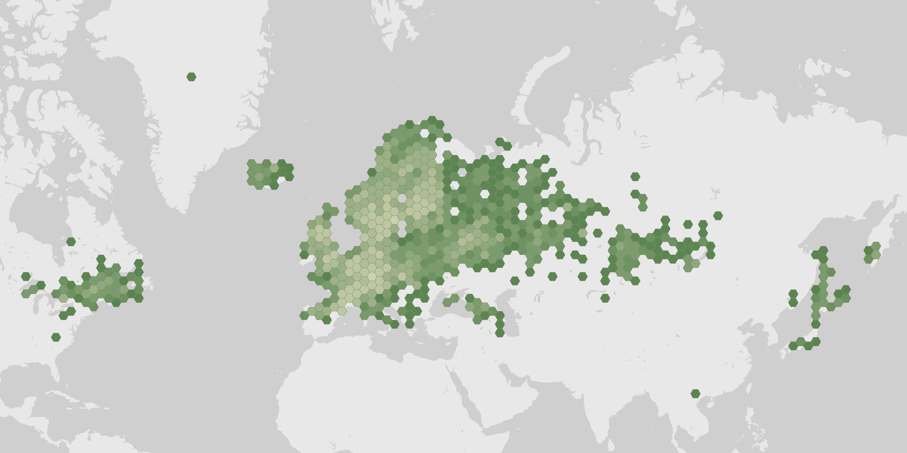 World map showing recorded occurrences of Omalotheca sylvatica.