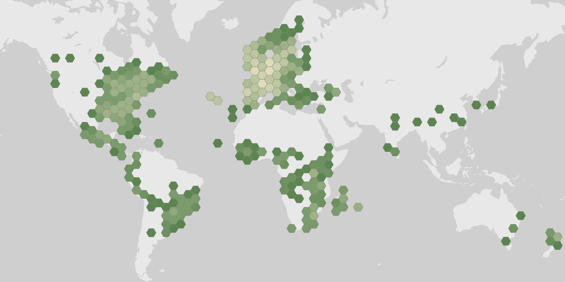 World map showing recorded occurrences of Osmunda regalis.