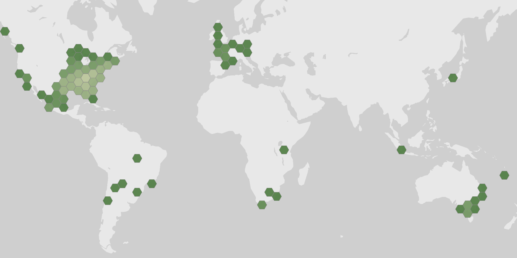 World map showing recorded occurrences of Parmotrema perforatum.