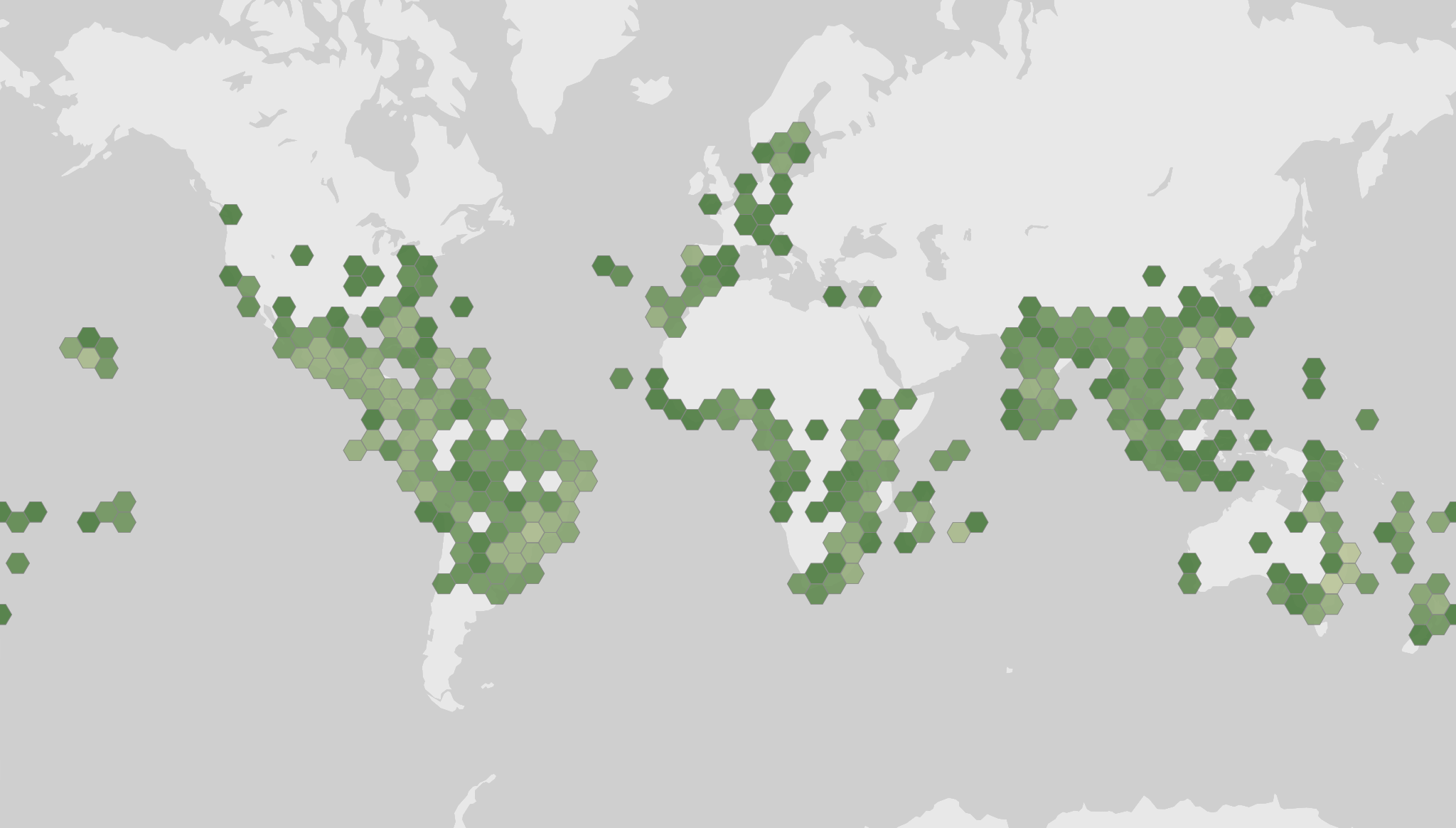 World map showing recorded occurrences of Passiflora edulis.