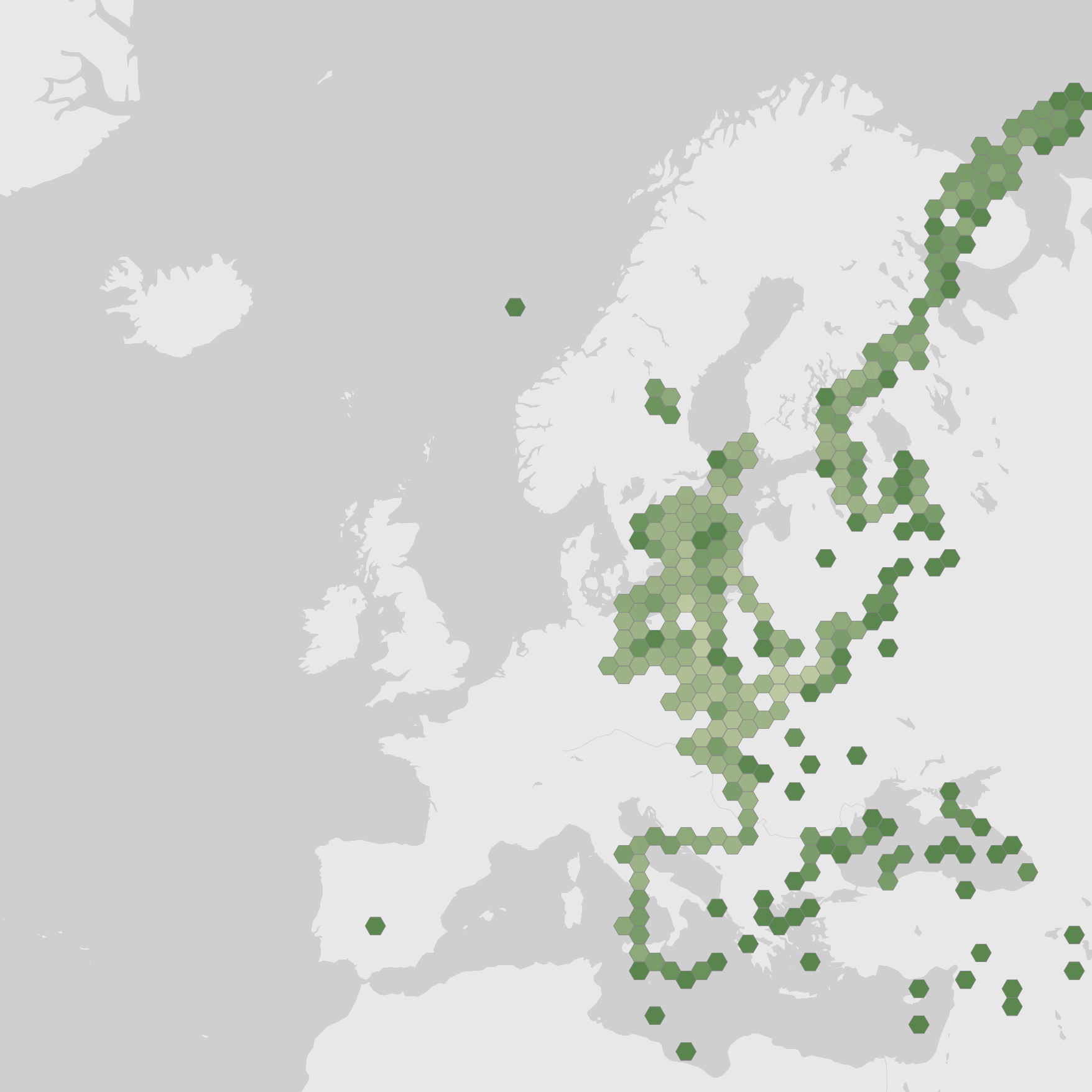 World map showing recorded occurrences of Patella vulgata.