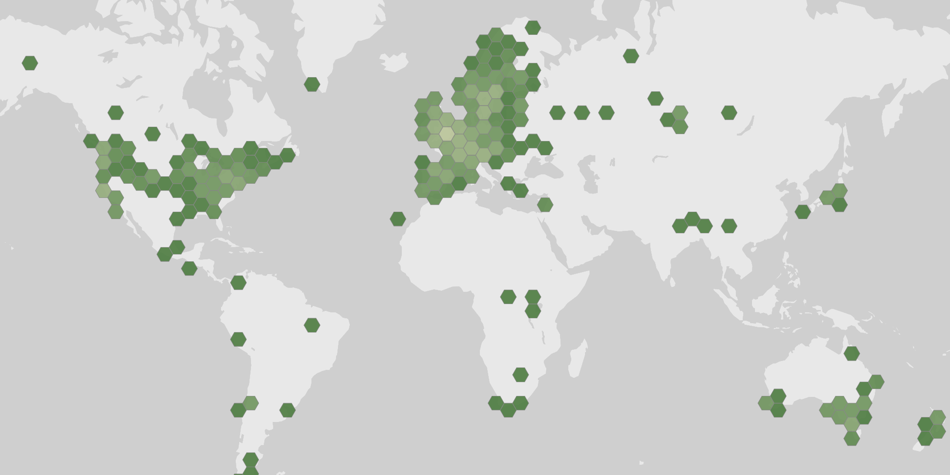 World map showing recorded occurrences of Peziza vesiculosa.