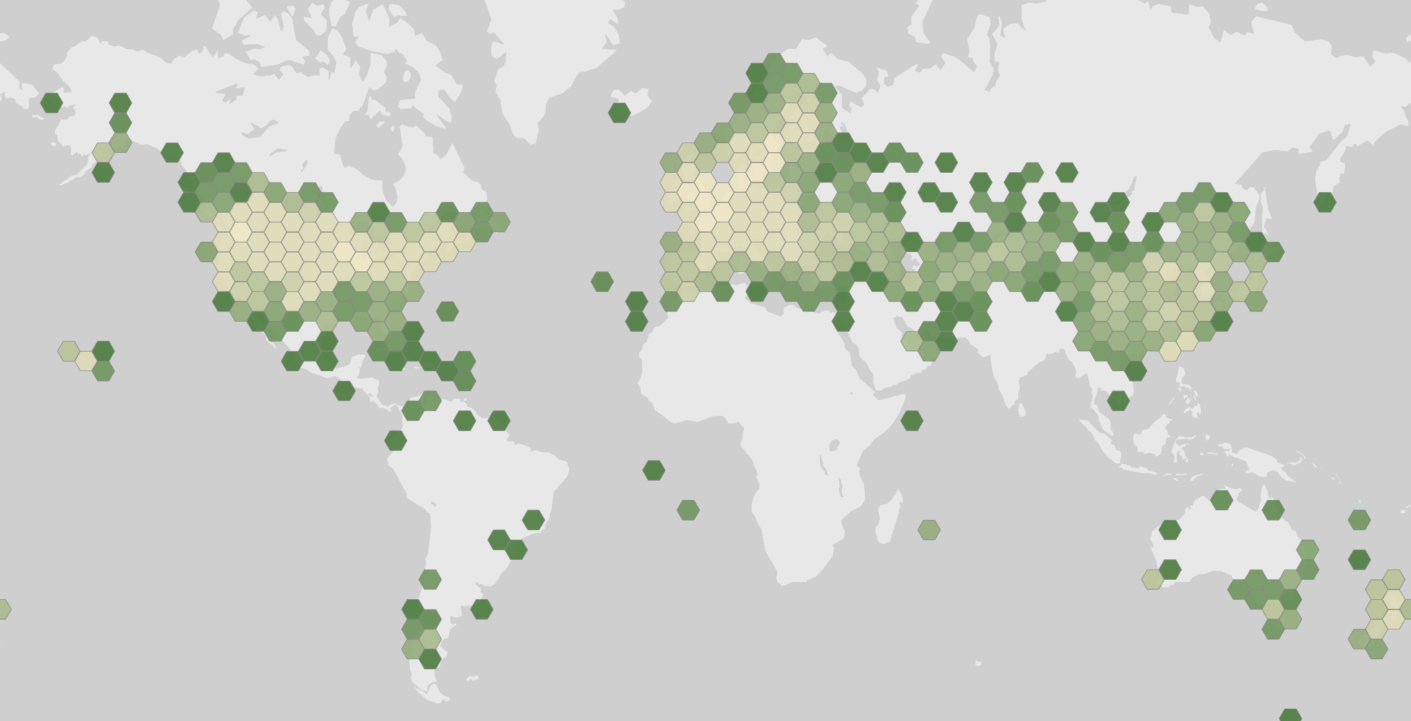World map showing recorded occurrences of Phasianus colchicus.