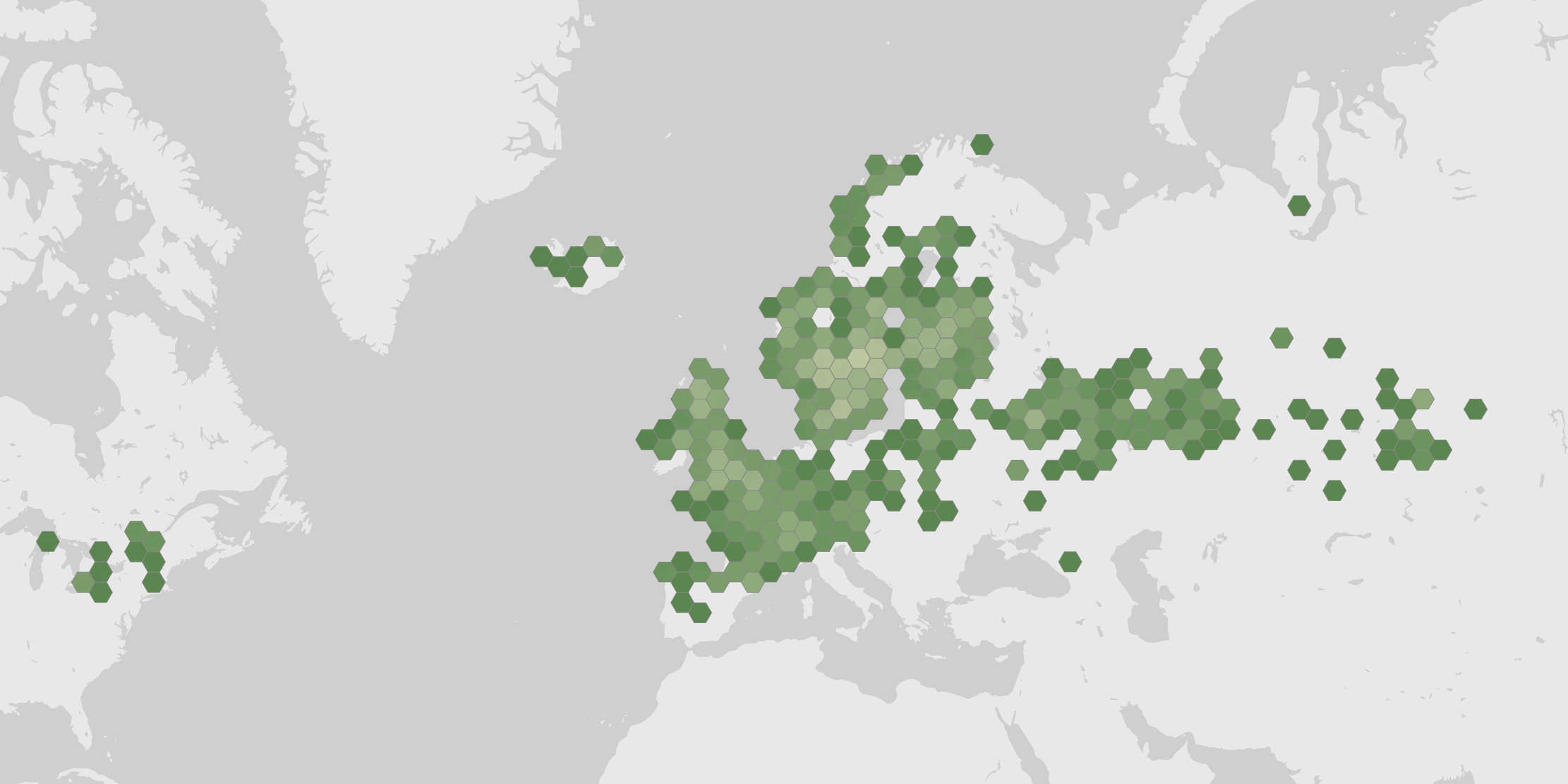 World map showing recorded occurrences of Phlegmacium triumphans.