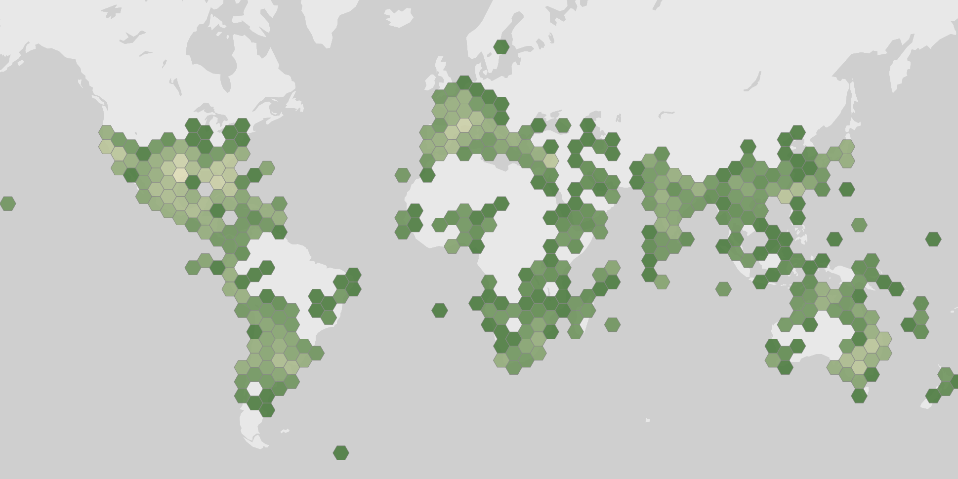 World map showing recorded occurrences of Phyla nodiflora.
