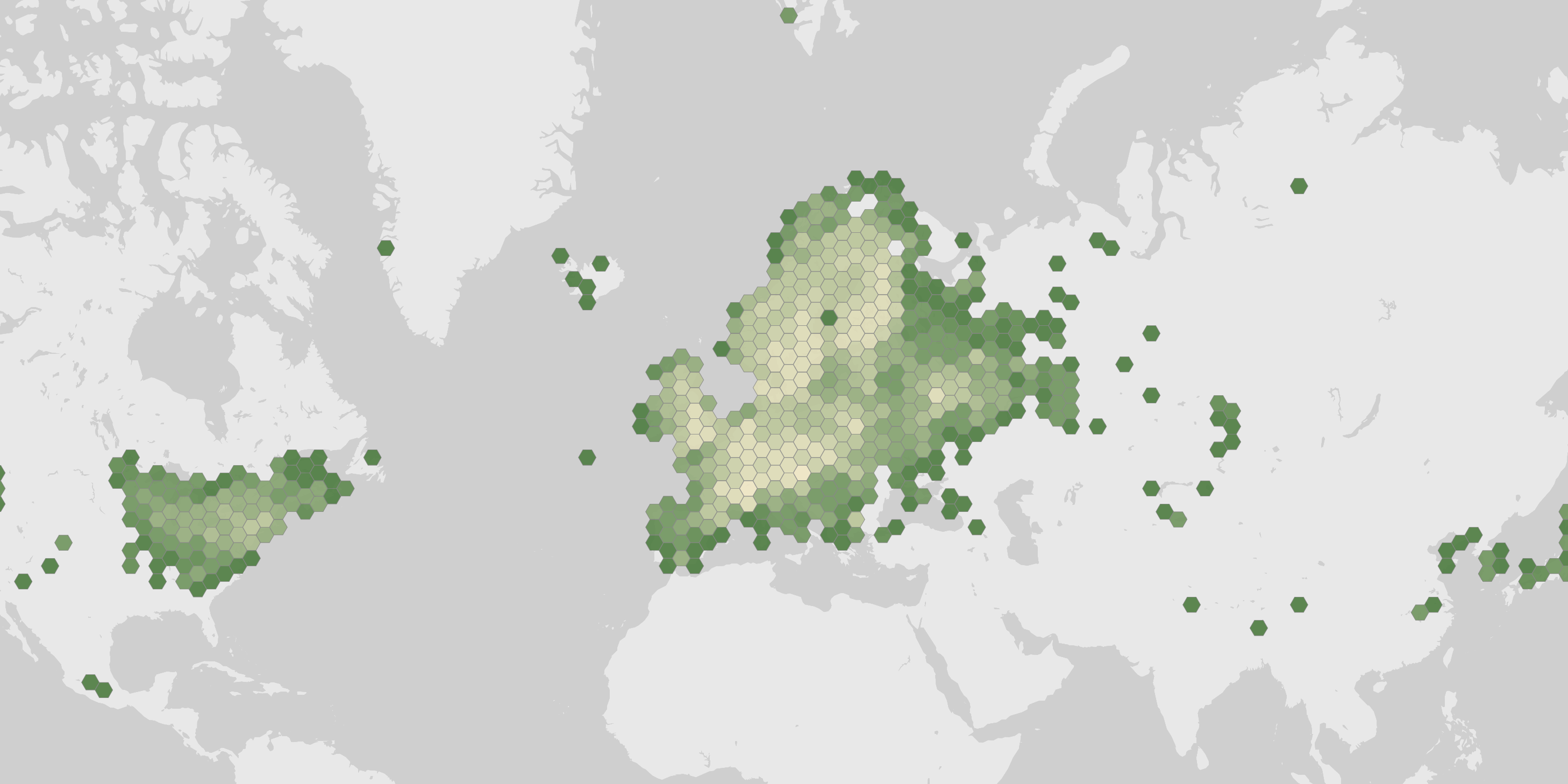 World map showing recorded occurrences of Picea abies.