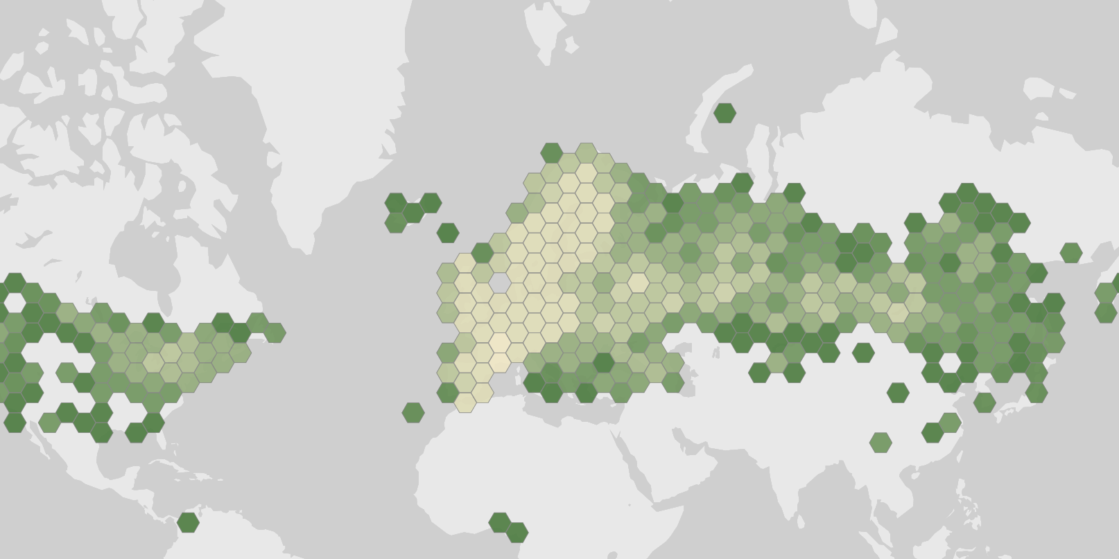 World map showing recorded occurrences of Pinus sylvestris.