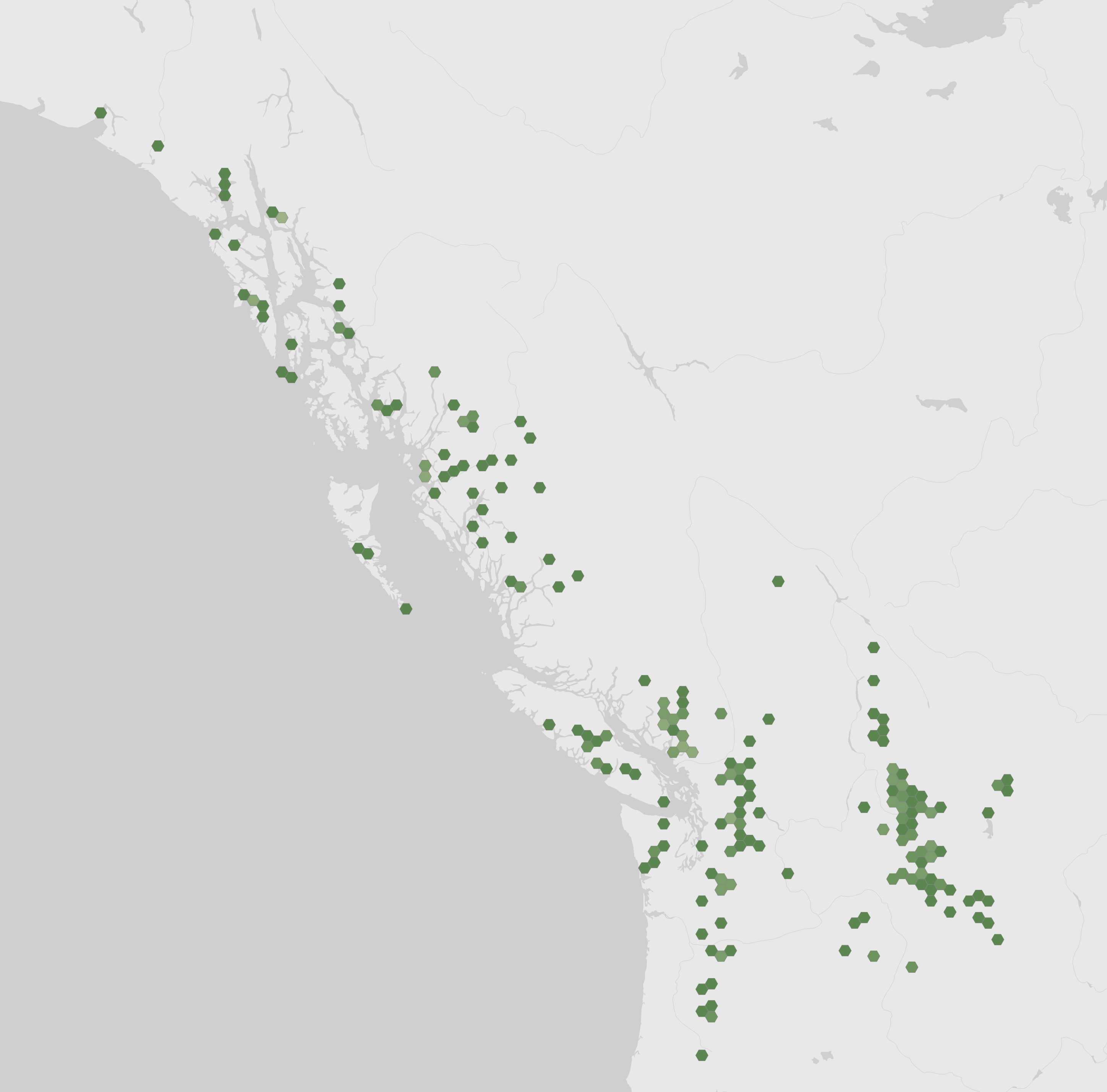 Mappa delle segnalazioni registrate di Polystichum andersonii