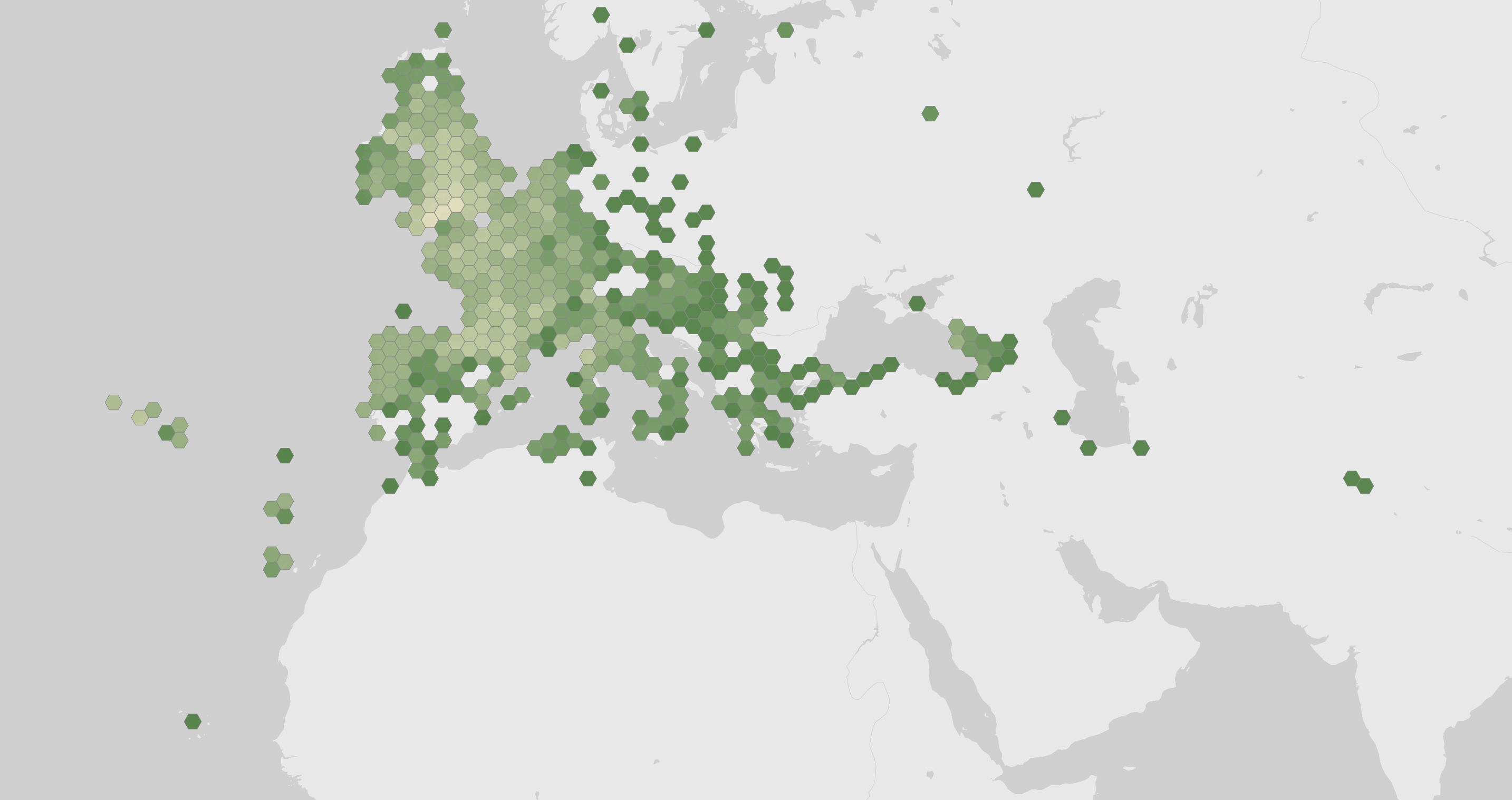 World map showing recorded occurrences of Polystichum setiferum.