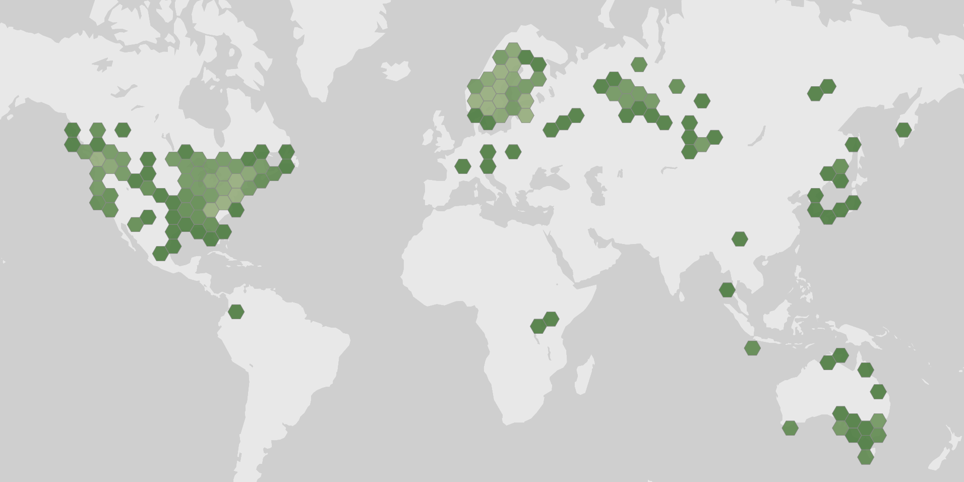 World map showing recorded occurrences of Poriella subacida.
