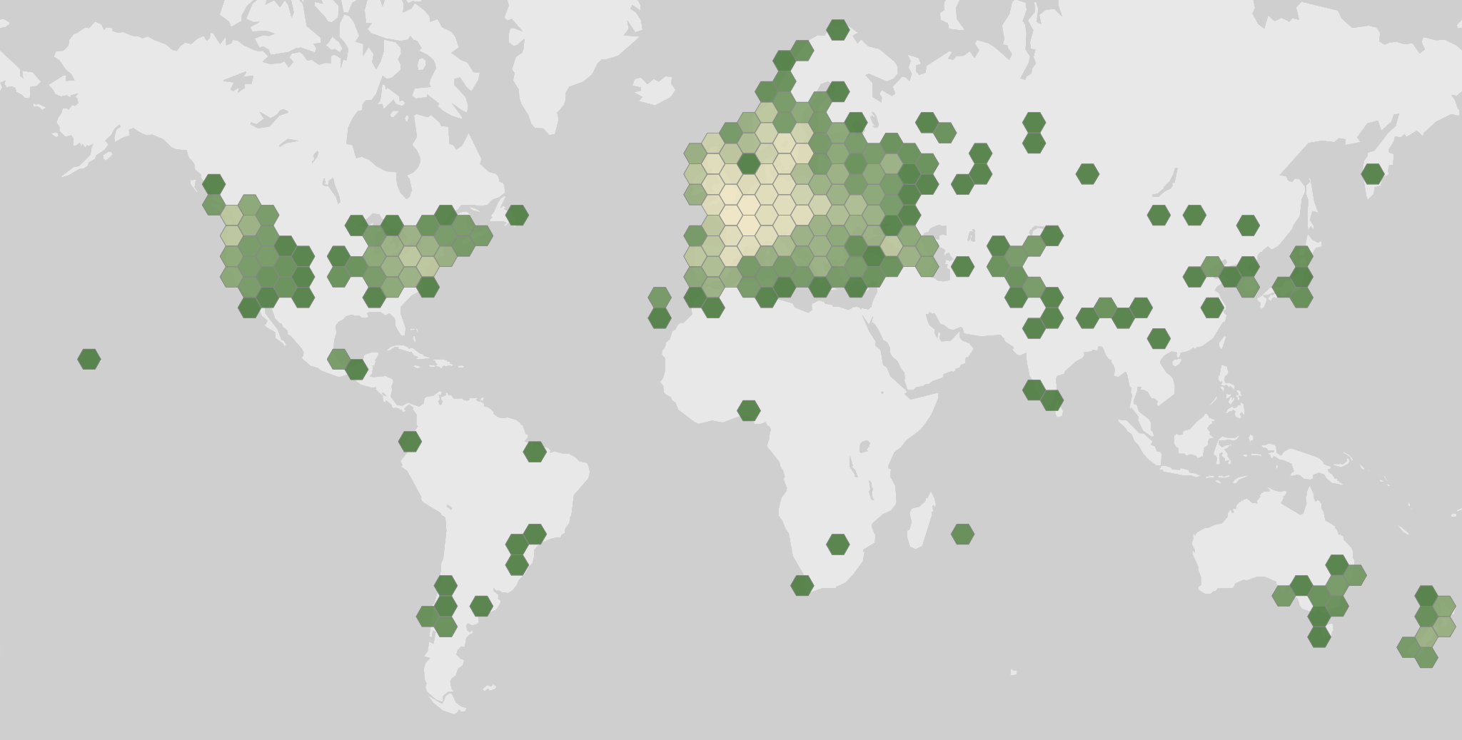 World map showing recorded occurrences of Prunus avium.