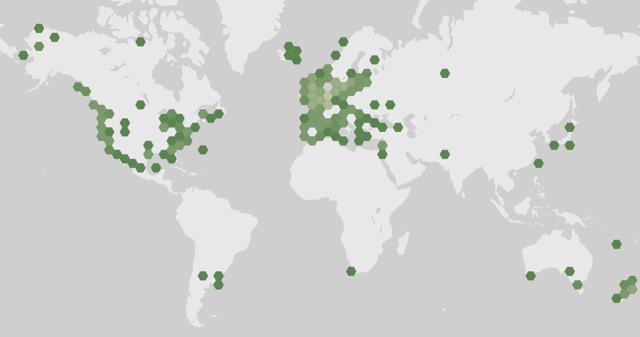 World map showing recorded occurrences of Psathyrella ammophila.
