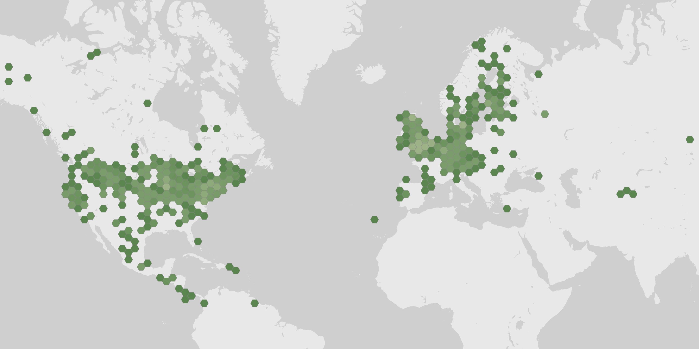 World map showing recorded occurrences of Puccinia cnici-oleracei.