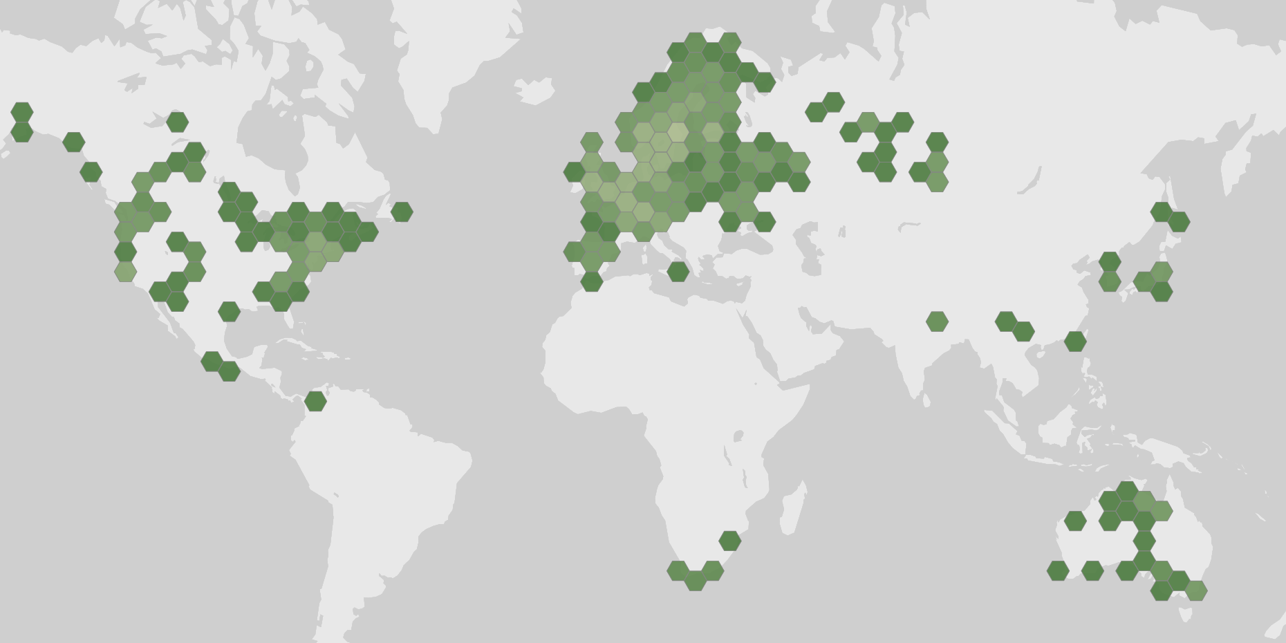 World map showing recorded occurrences of Rhizina undulata.